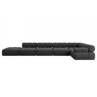 ECKSOFA modulares Sofa Felto-L3 - 475x190x70 cm Schwarz Velours - Schwarz, Holzwerkstoff/Textil (475/190cm) - ALTDECOR