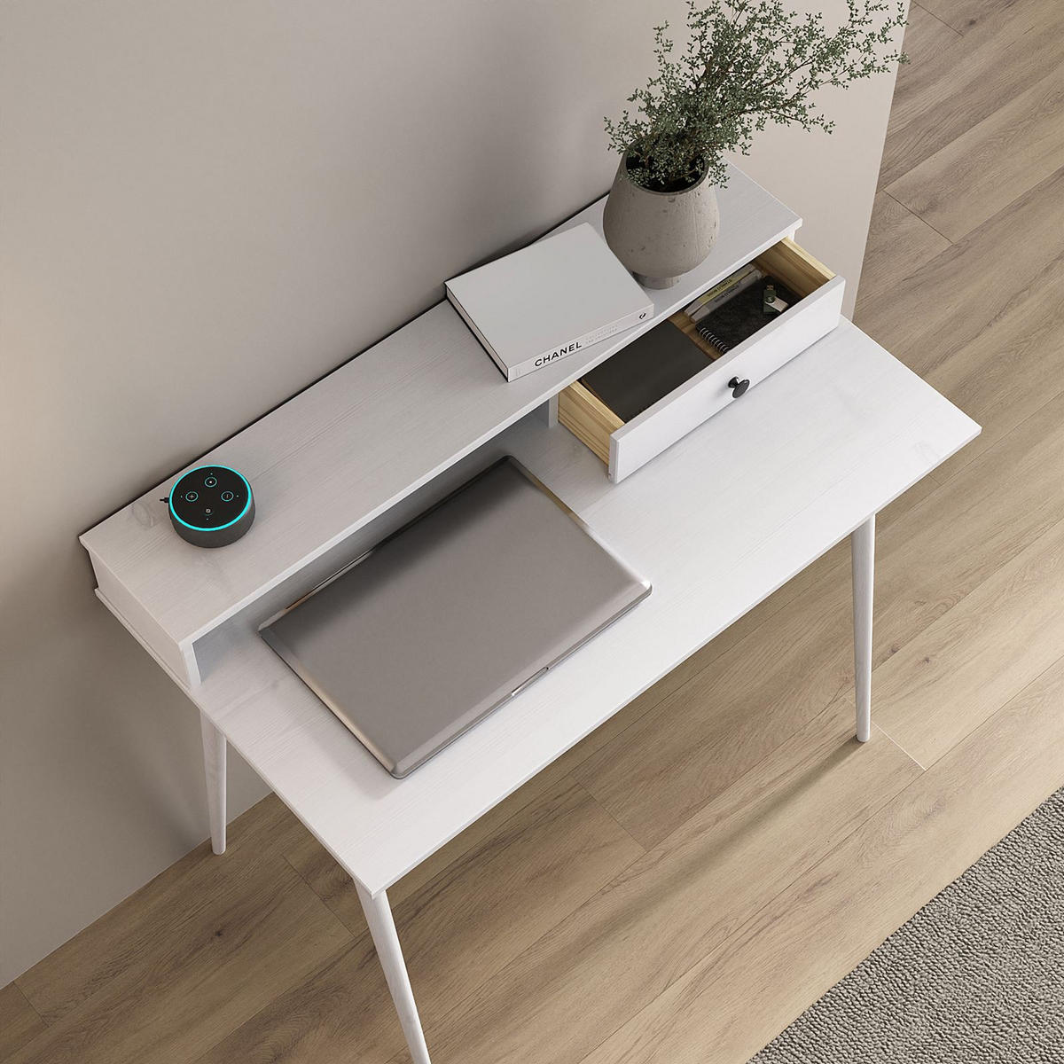 SCHREIBTISCH MALINA weiß - Weiß, Holz (54/100/86cm) - IDIMEX