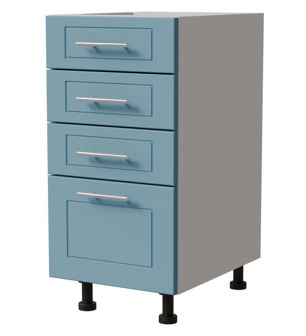 SCHUBLADENUNTERSCHRANK Bari D4/40 Weiß / RAL 5024 pastellblau 40 / 50 / 82cm REJS Vollauszug - Blau/Weiß, Holz/Holzwerkstoff (40/82/50cm) - Feldmann-Wohnen