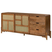 SIDEBOARD Mango/Seegras 200x40x80 hellbraun lackiert MIZUMI #101 - Braun, Holz (200/80/40cm) - Massivmoebel24