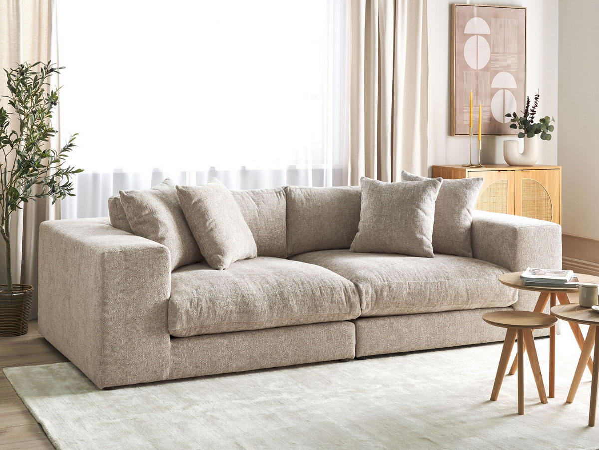 3-SITZER-SOFA taupe mit Kissen Glorvika II - Beige, Textil (240/58/120cm) - Beliani