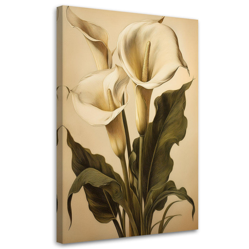 LEINWANDBILD Calla-Blumen-Natur-Vintage 40x60cm - Beige, Textil (40/60cm) - Feeby