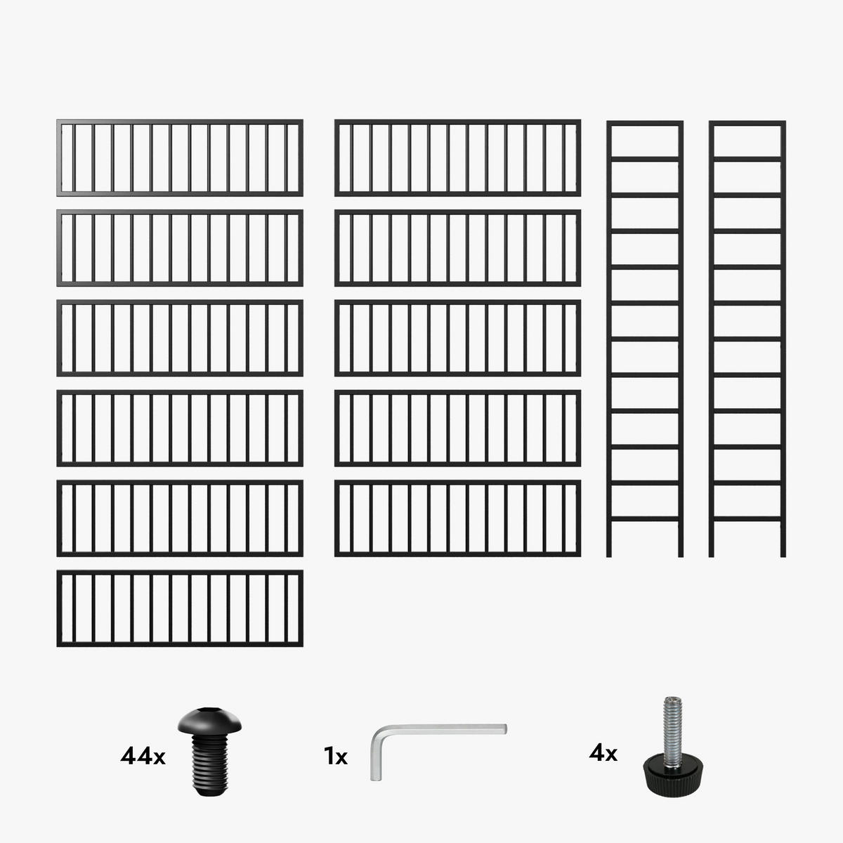 WEINREGAL für 143 Flaschen aus Metall, schwarz - Schwarz, Metall (100/170/30cm) - Metalo Pro