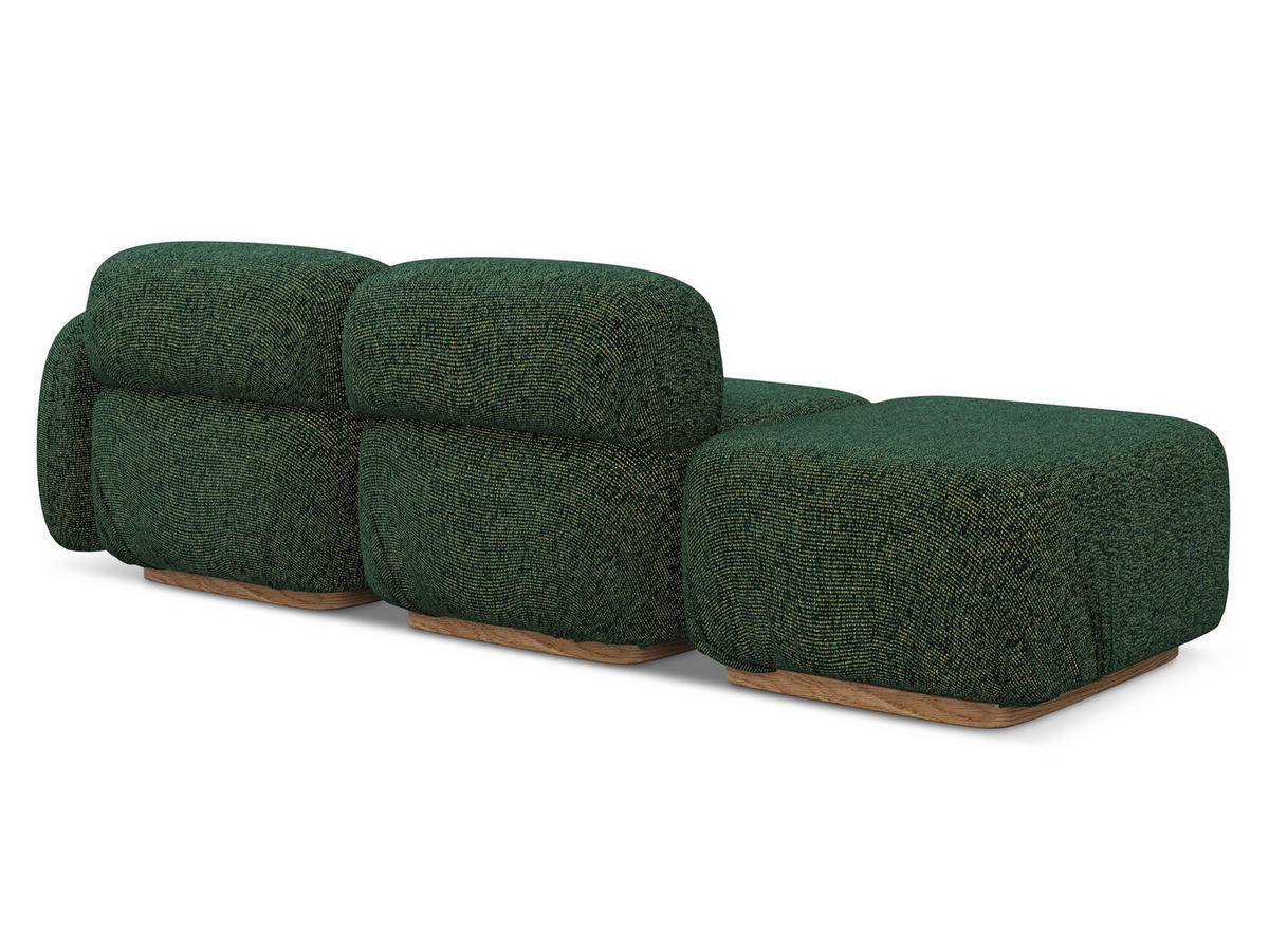 3-SITZER SOFA Links Strukturstoff Stoff Grün - Braun/Grün, Holz/Textil (258/73/95cm) - Makamii