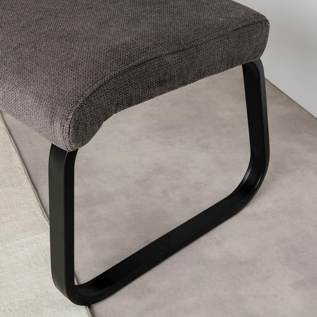 ESSZIMMERBANK VILAS schwarz, dunkelgrau - Schwarz, Textil/Metall (136/89/59cm) - IDIMEX