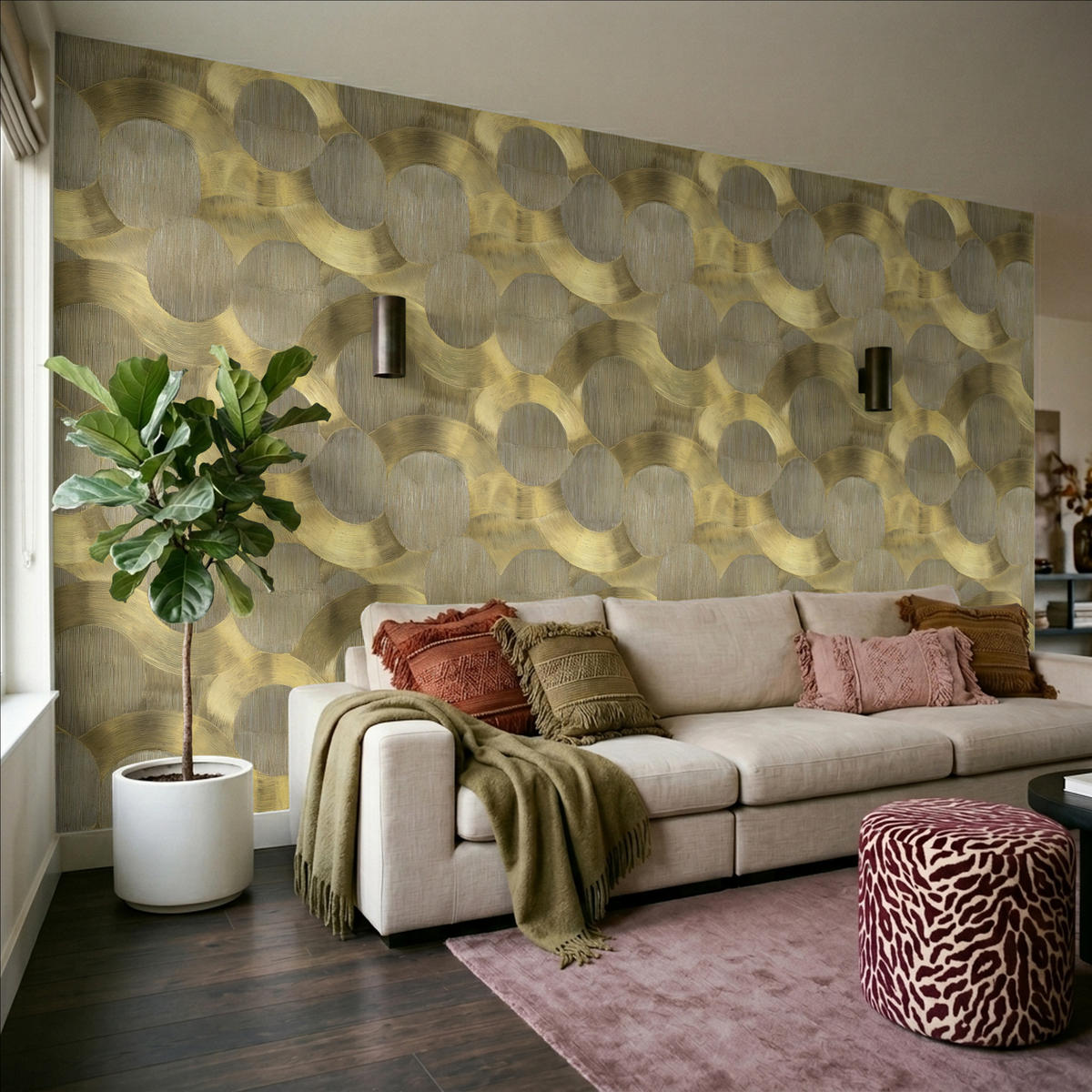 TAPETE - Modern - Geometrisch - Gold - 350x200 cm - Goldfarben, Papier (350/200cm) - OnlyWow