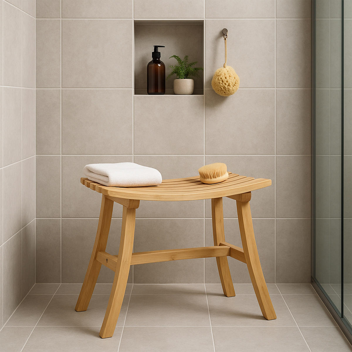 HOCKER - Hellbraun, Holz (56/48/28.5cm) - Relaxdays