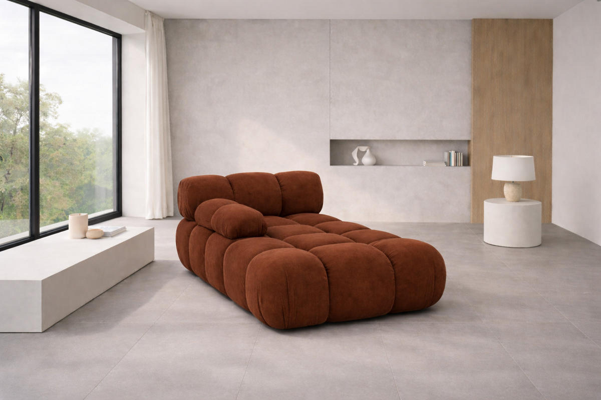CHAISELONGUE Modular, Veloursstoff Salvador, Dunkelbraun, Links, Selia - Dunkelgrün/Dunkelbraun, Holz (95/70/160cm) - Kaiser Möbel