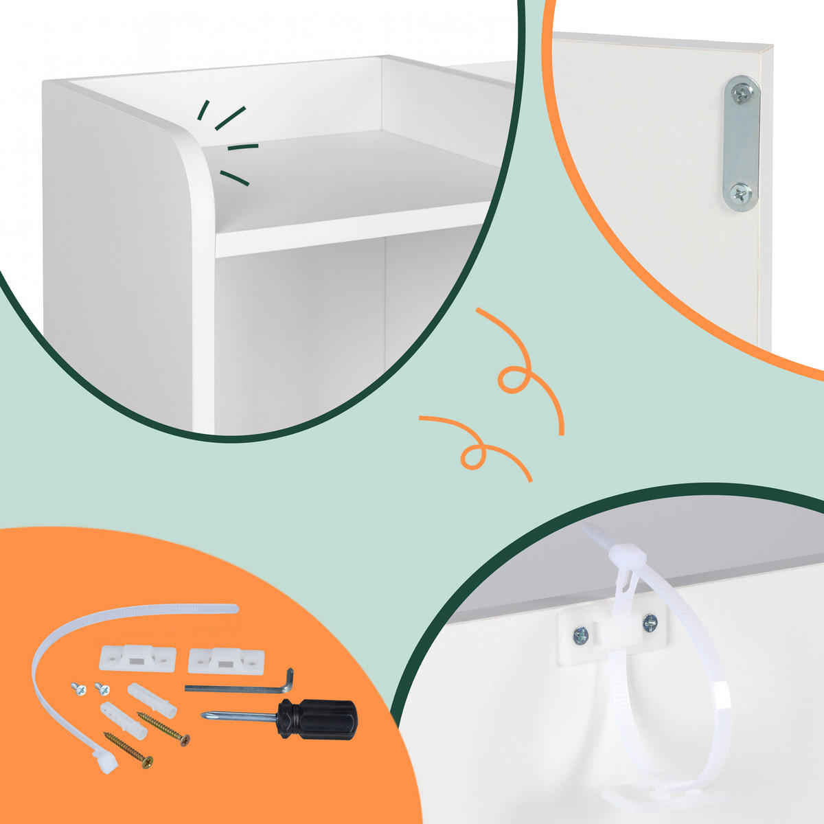 KINDERREGAL - Weiß, Holzwerkstoff/Kunststoff (139/94/30cm) - Relaxdays