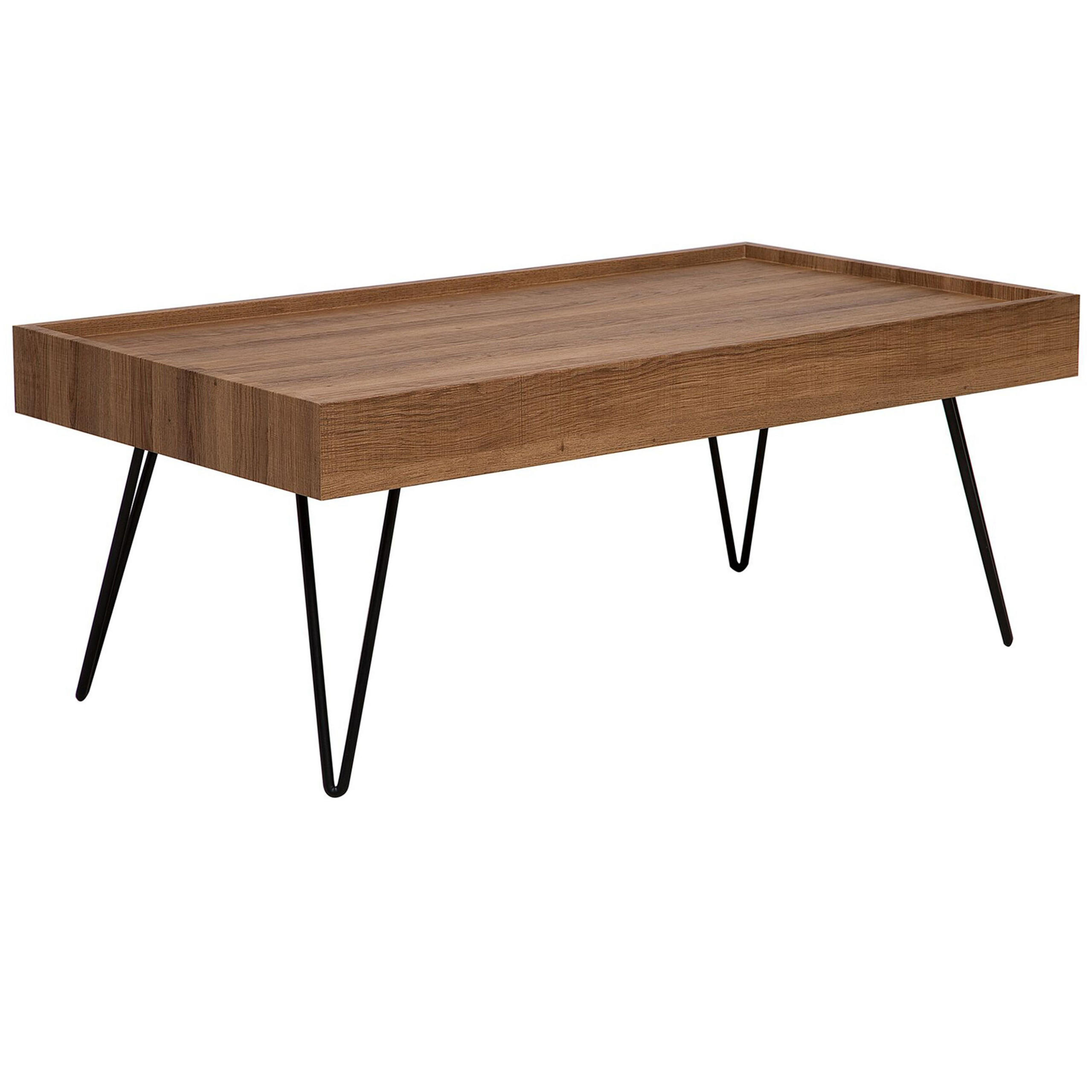 COUCHTISCH dunkler Holzfarbton rechteckig 100/60 cm Welton - Dunkelbraun/Schwarz, Holzwerkstoff (60/100/43cm) - Beliani