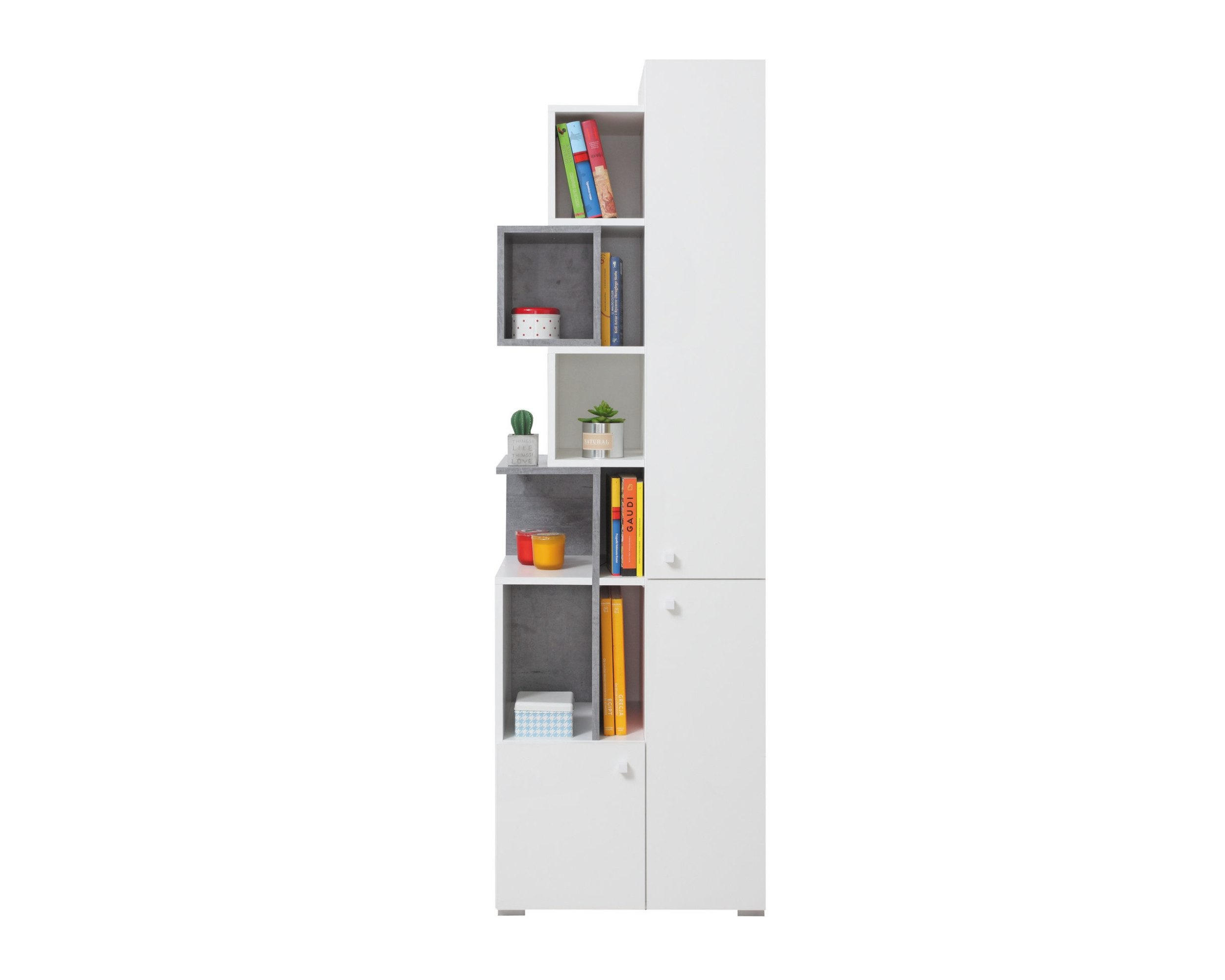 KINDERREGAL SIMON 04 Weiß/Grau 60/40/190 - Weiß/Grau, Holzwerkstoff (60/190/40cm) - Deine Möbel 24