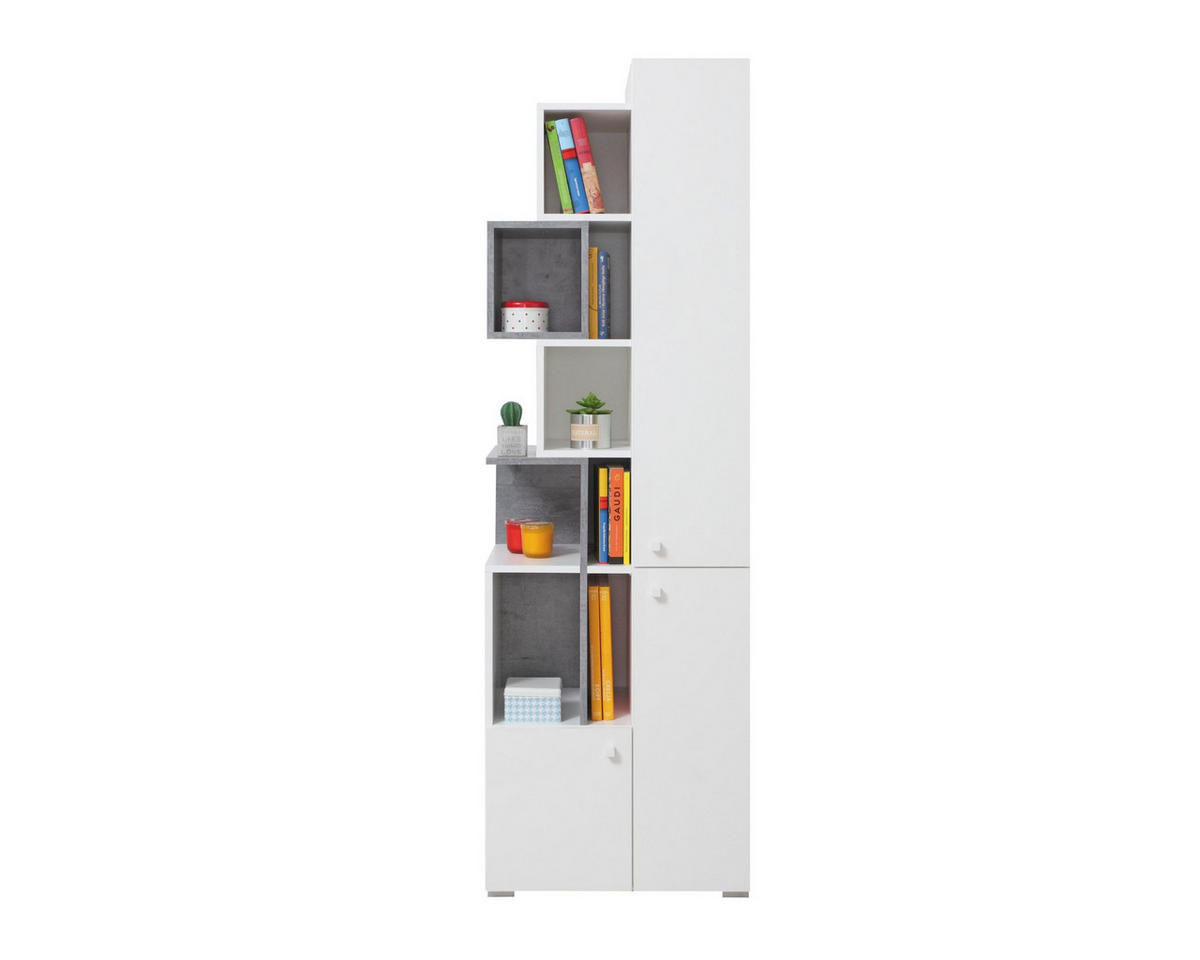 KINDERREGAL SIMON 04 Weiß/Grau 60/40/190 - Weiß/Grau, Holzwerkstoff (60/190/40cm) - Deine Möbel 24