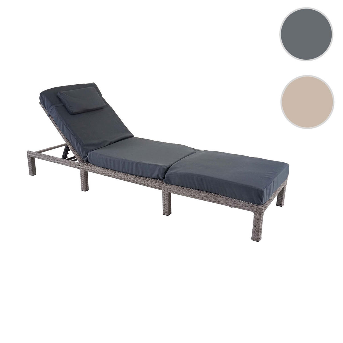POLY-RATTAN SONNENLIEGE PREMIUM Grau, Grau - Grau, Kunststoff (60/71/198cm) - MCW