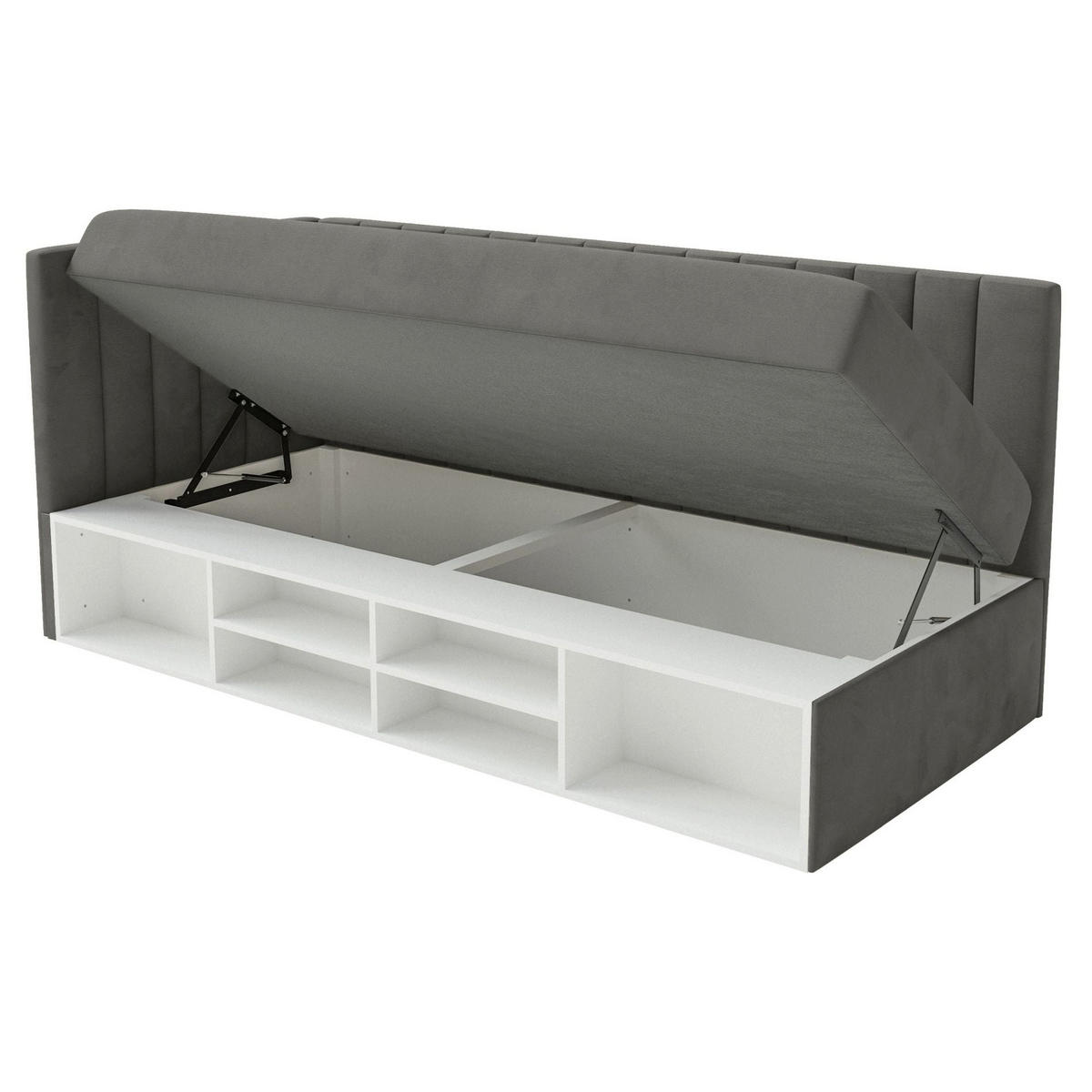 JUGENDBETT Ventrio Dunkelgrau Easy-Clean-Samtbezug 90x200 cm - Dunkelgrau, Kunststoff/Textil (90/200cm) - Selsey