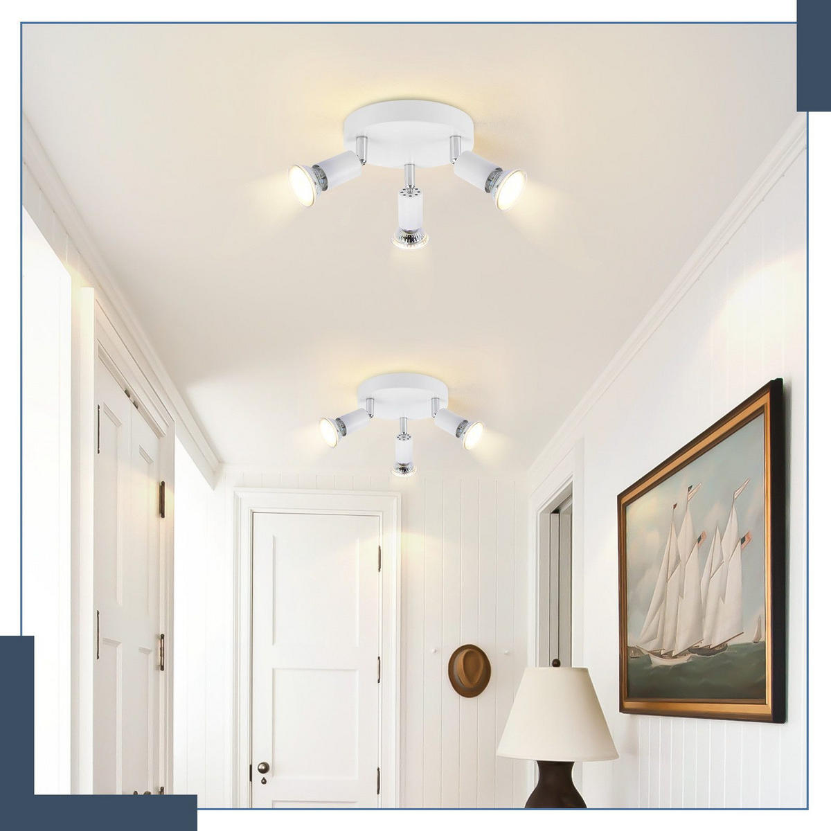 STRAHLER Bamberg 3-flammig 15/15/10.4 cm - Weiß, Metall (15/15/10.4cm) - Nettlife