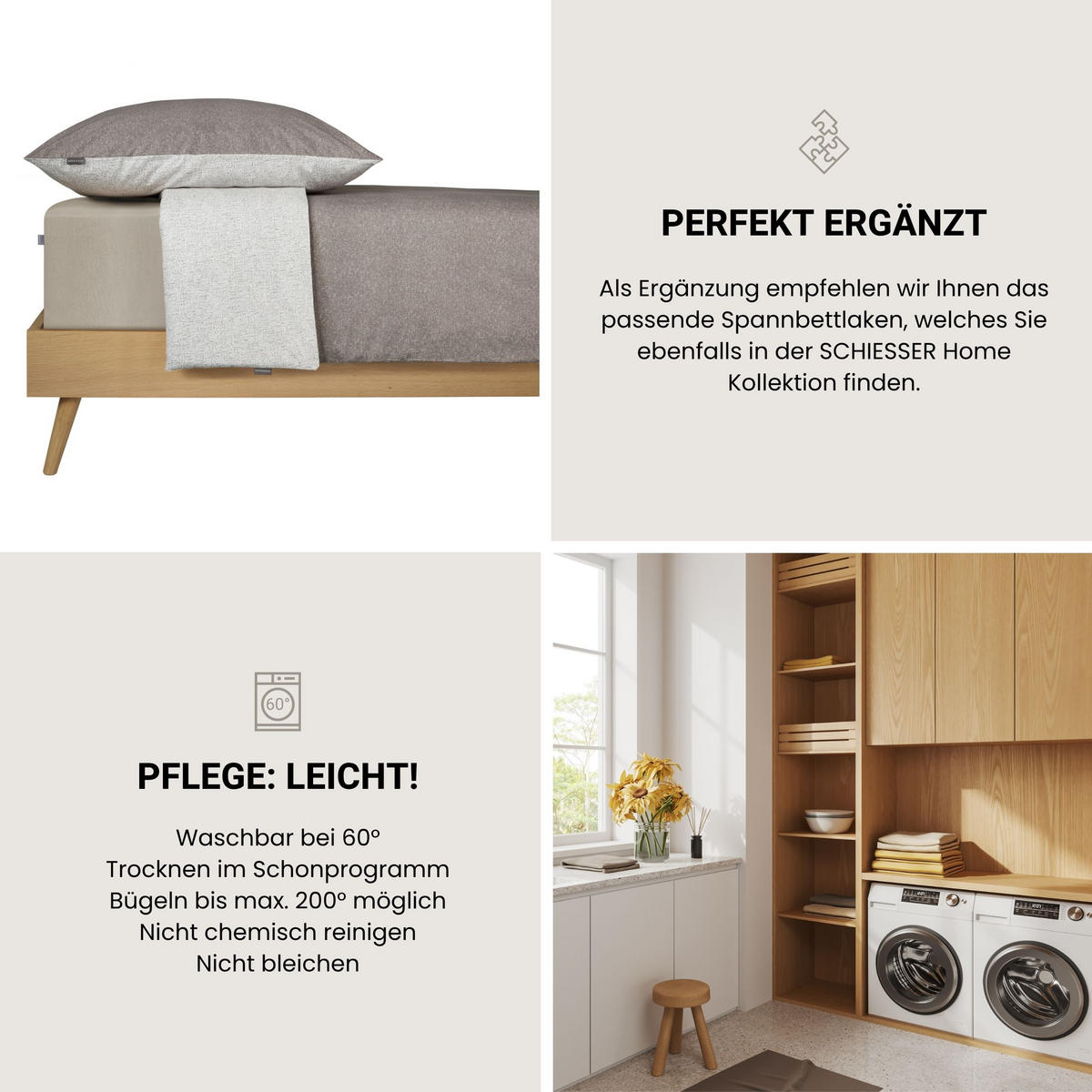 BETTWÄSCHESET Vinnie - Renforcé - 2-teilig - 155x220 cm - Grau - Grau, Textil (155/220cm) - SCHIESSER