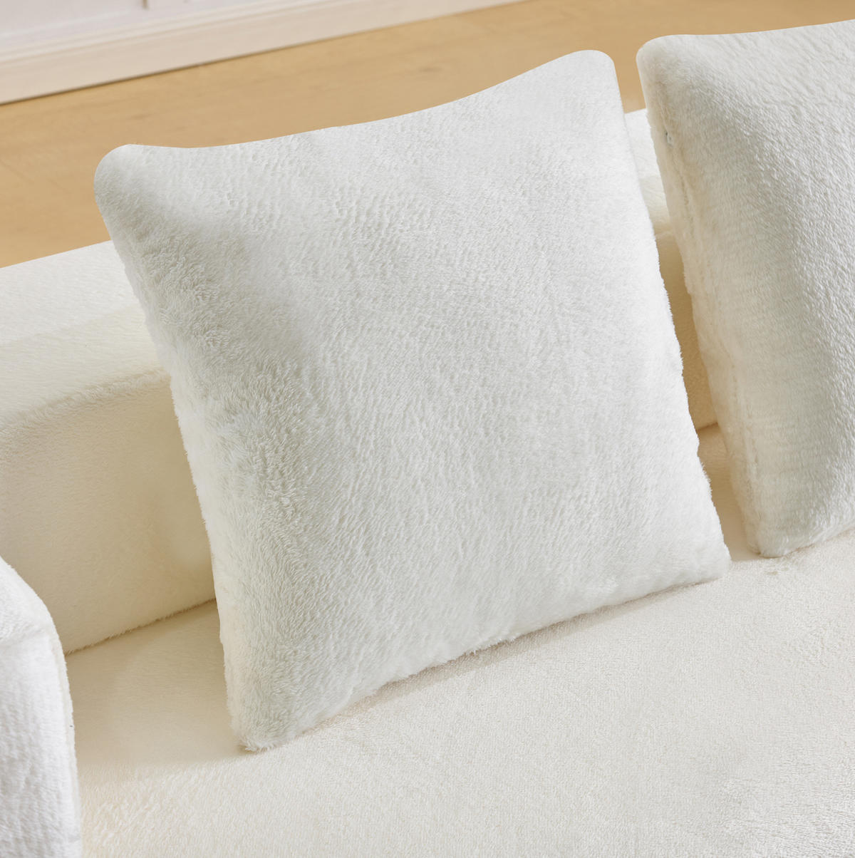 SCHLAFSOFA aus Schaumstoff Cremeweiß mit Schlaffunktion, Federkern und Kissen - Weiß, Kunststoff (190/48/52cm) - Modfu