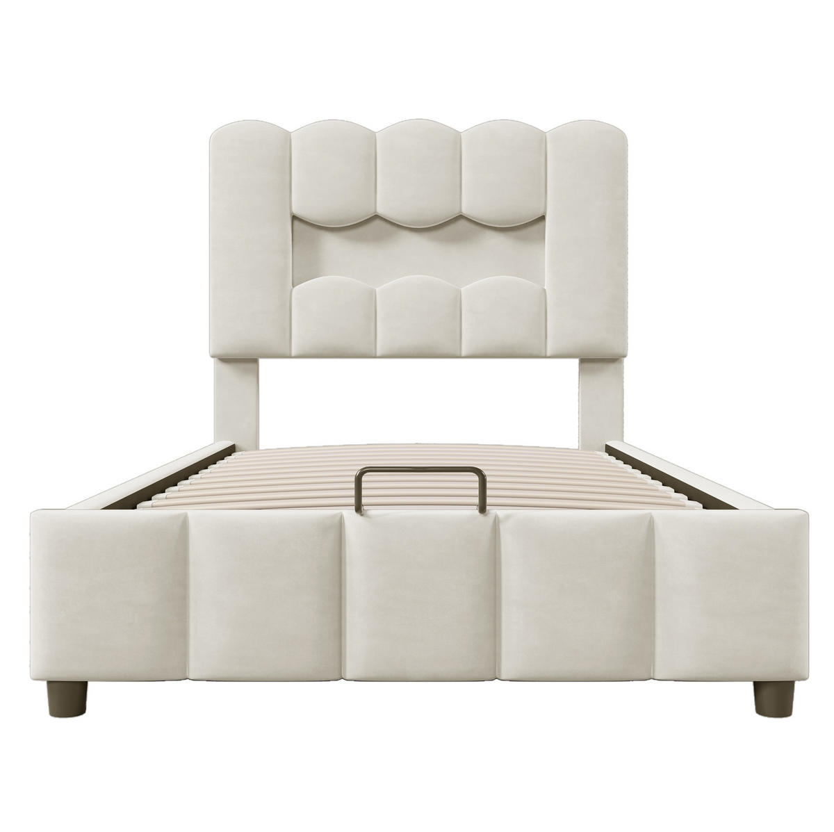 POLSTERBETT mit Bettkasten und LED-Beleuchtung 90x200 cm Samt Beige - Beige, Metall (90/200cm) - Beauniv