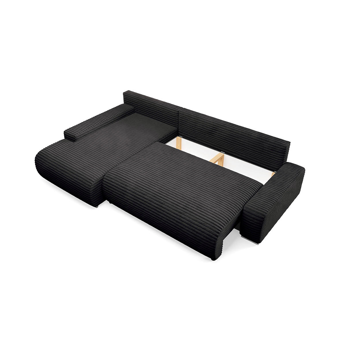 ECKSOFA Ivana 3 Sitzplätze Schwarz - Schwarz, Holz (265/172cm) - Petits-meubles