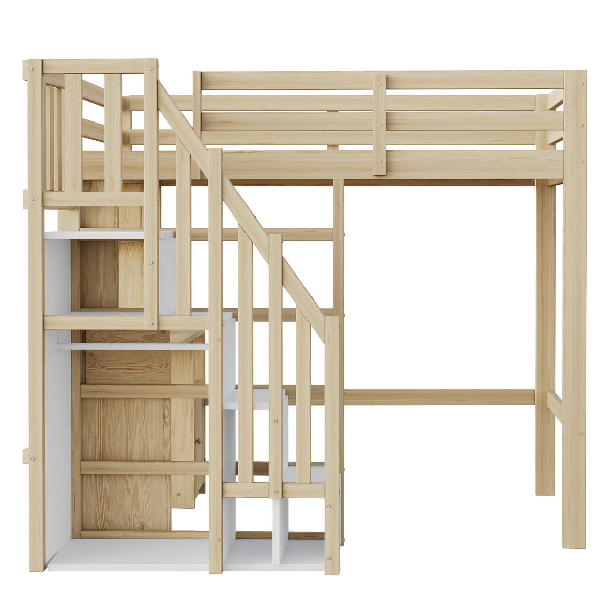 HOCHBETT 90/200 cm Naturholz mit Schreibtisch und Stauraum - Naturfarben, Holzwerkstoff (90/200cm) - OKWISH