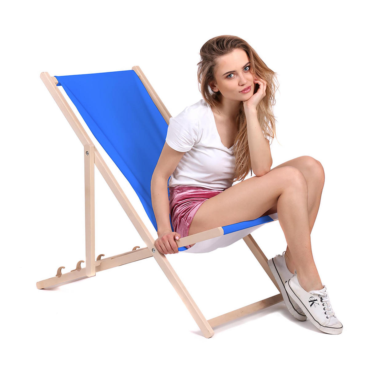 HOLZLIEGESTUHL klappbar Buchenholz Aral M - Blau, Holz (54/85/92cm) - Dreamroots