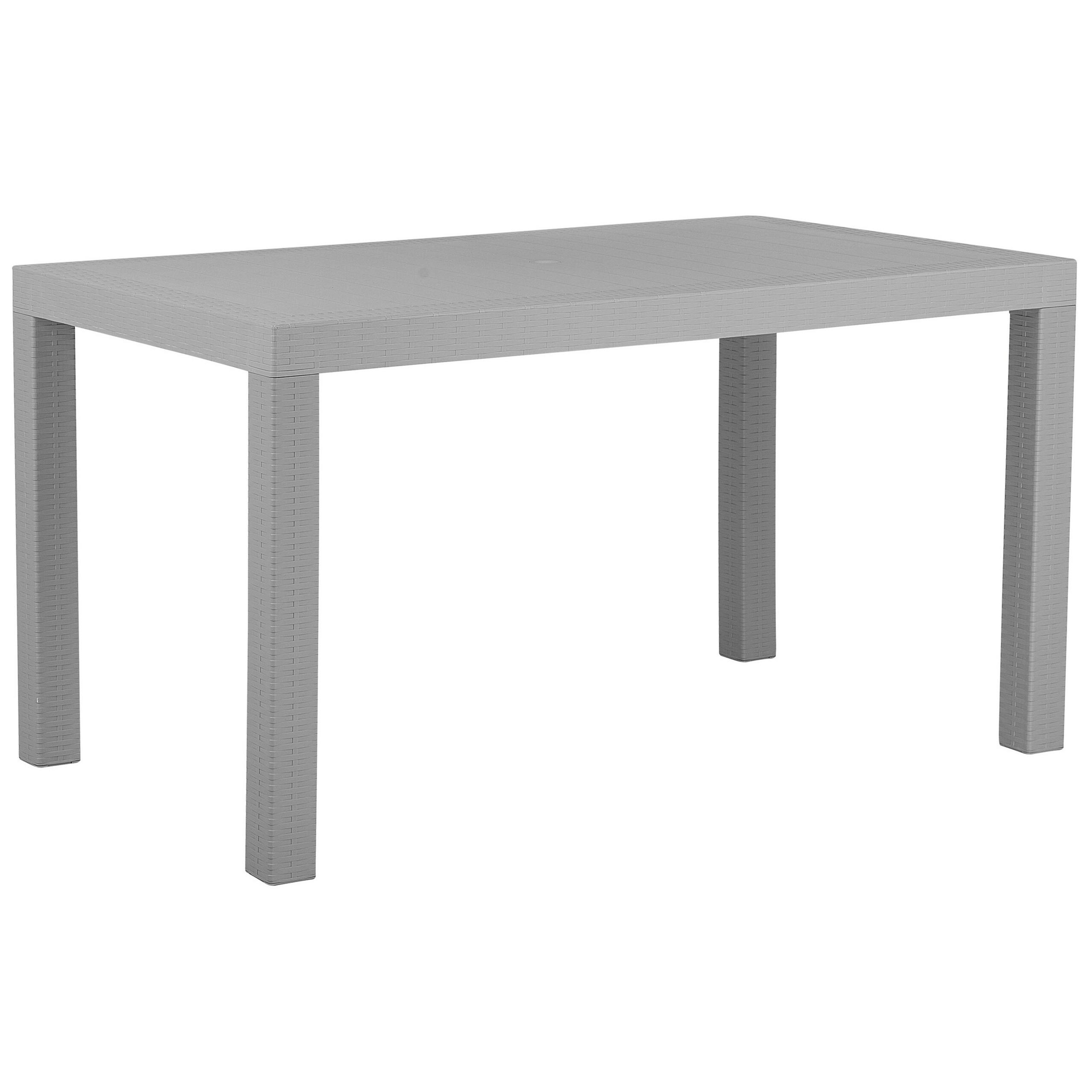 GARTENTISCH Rattanoptik hellgrau 140/80 cm Fossano - Hellgrau, Kunststoff (140/80/76cm) - Beliani