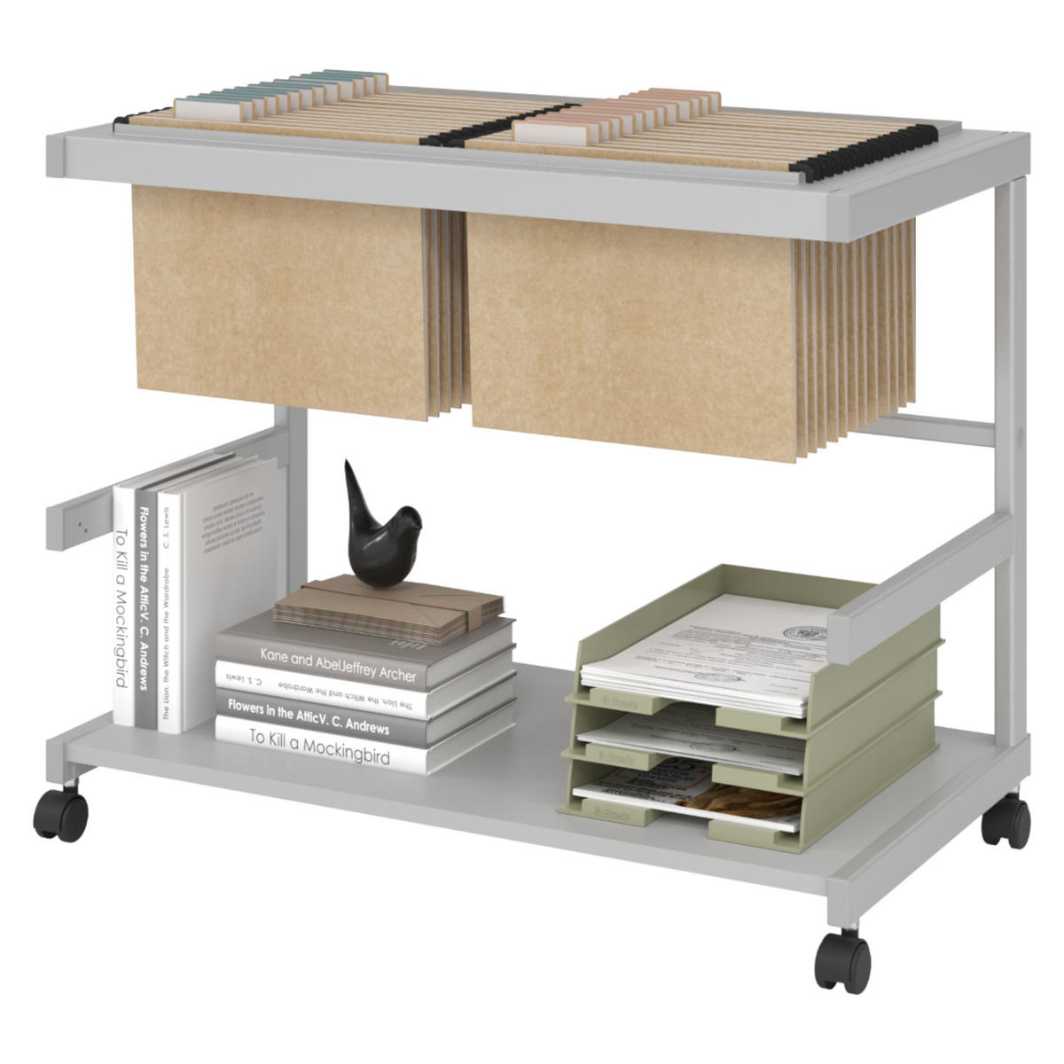 BÜROWAGEN auf Rollen 43/81/67 cm in Grau - Grau, Metall (81/67/43cm) - bümö