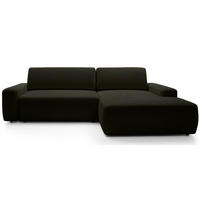 ECKSOFA Baleo Olivgrün Chenille-Bezug - Schwarz/Olivgrün, Kunststoff/Textil (162/264cm) - Selsey