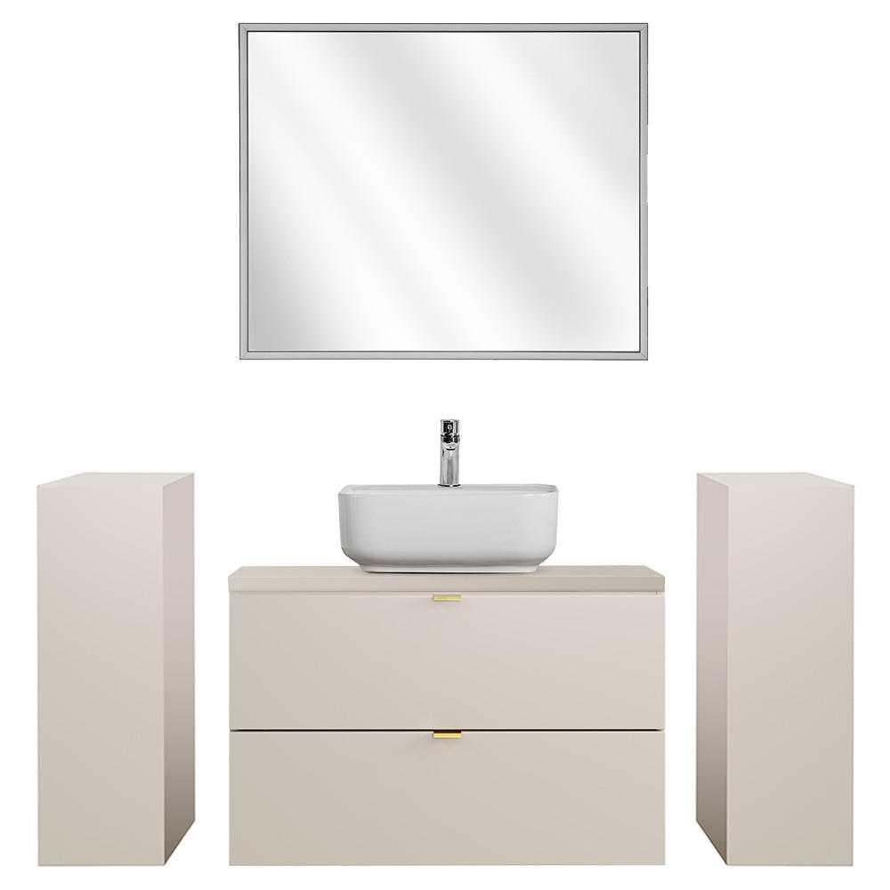 BADMÖBEL-SET 4-TLG. Durango-56 - Beige, Holzwerkstoff (170/200/47cm) - Lomado