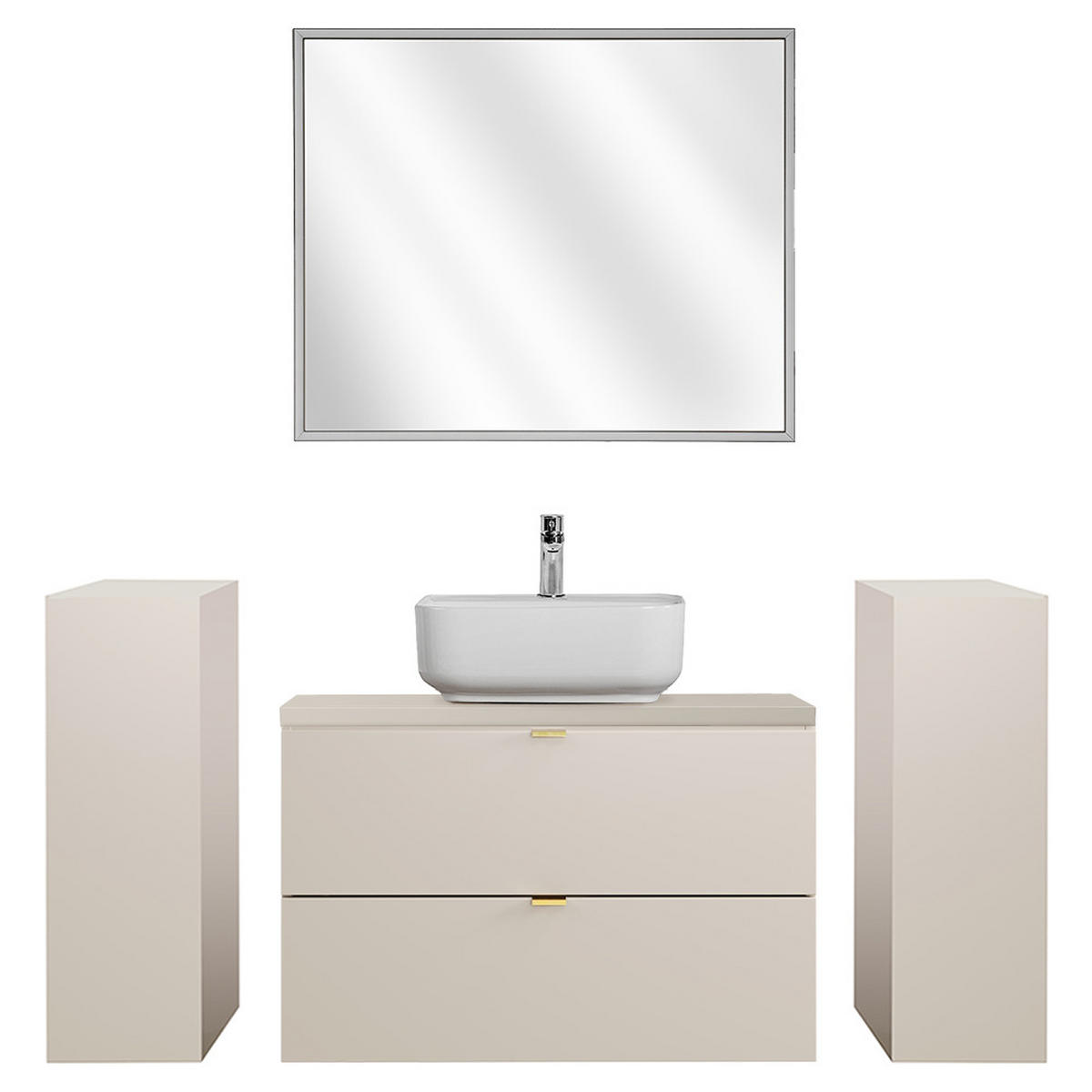 BADMÖBEL-SET 4-TLG. Durango-56 - Beige, Holzwerkstoff (170/200/47cm) - Lomado