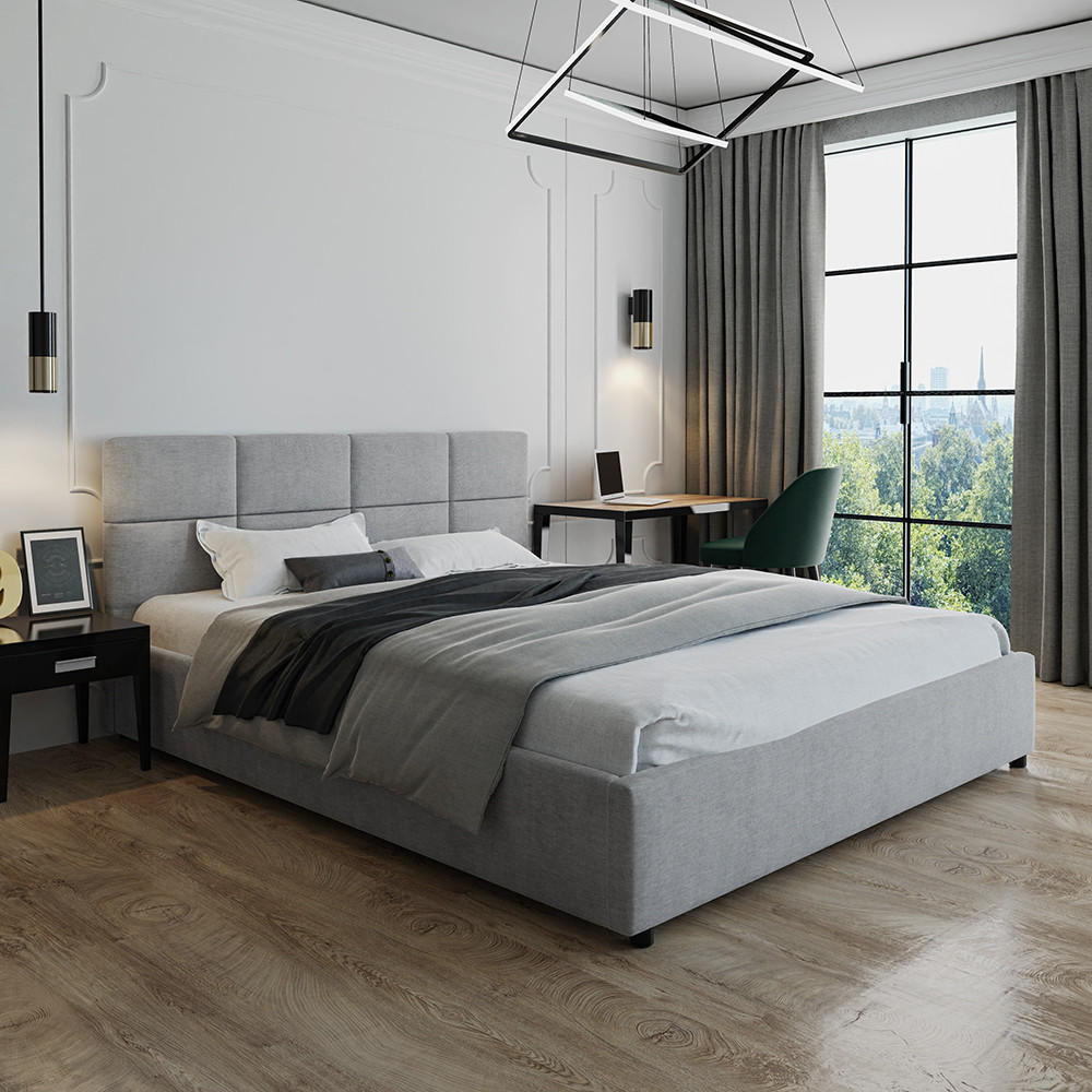 POLSTERBETT 140×200 mit Bettkasten und Lattenrost Mika 028-28 Grau Geflochten - Grau, Holz/Textil (140/200cm) - Jana