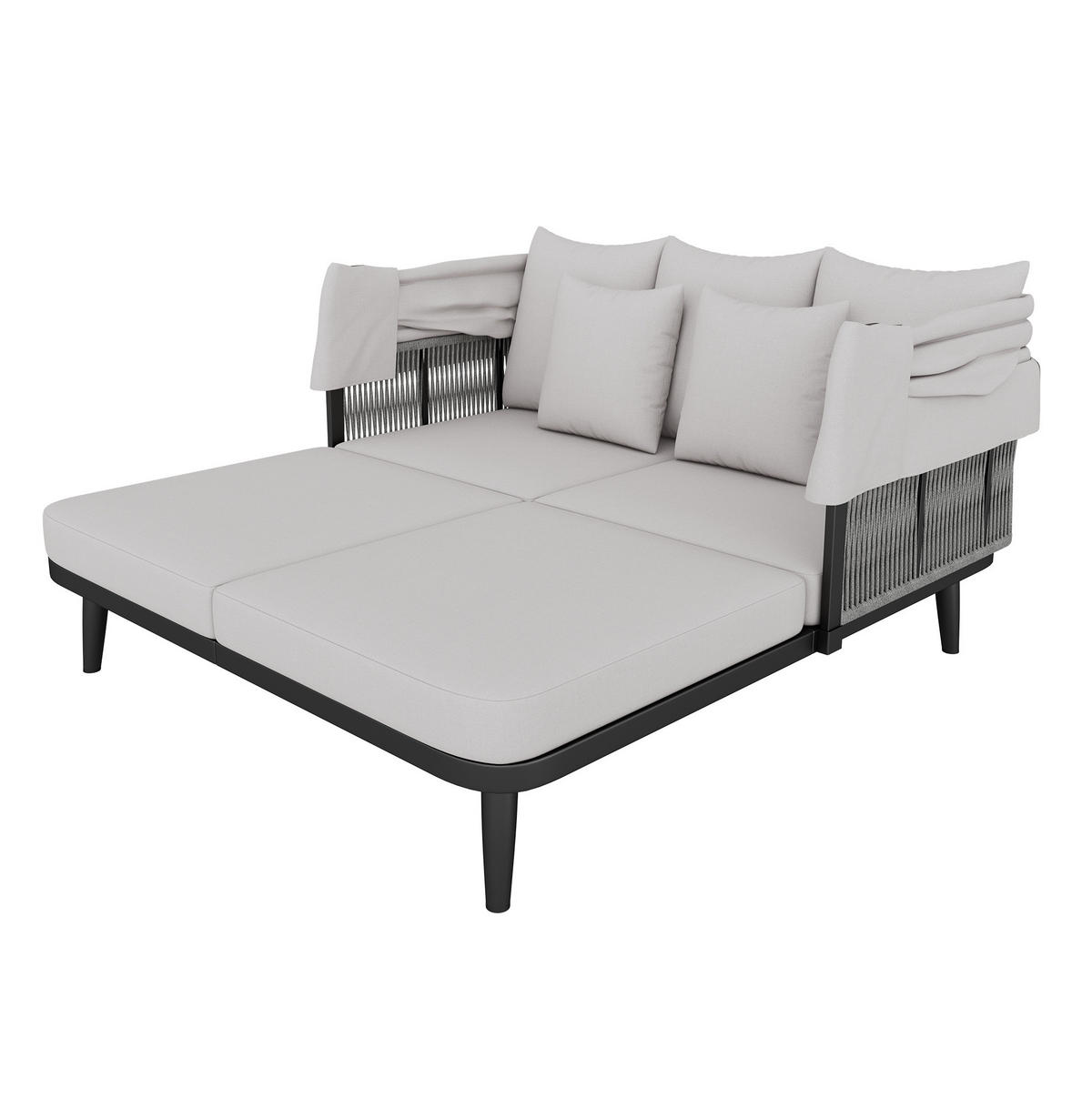 SONNENLIEGE aus Polyester 146x151x145cm in Grau mit einziehbarer Markise - Grau, Textil (152/145/146cm) - Modfu