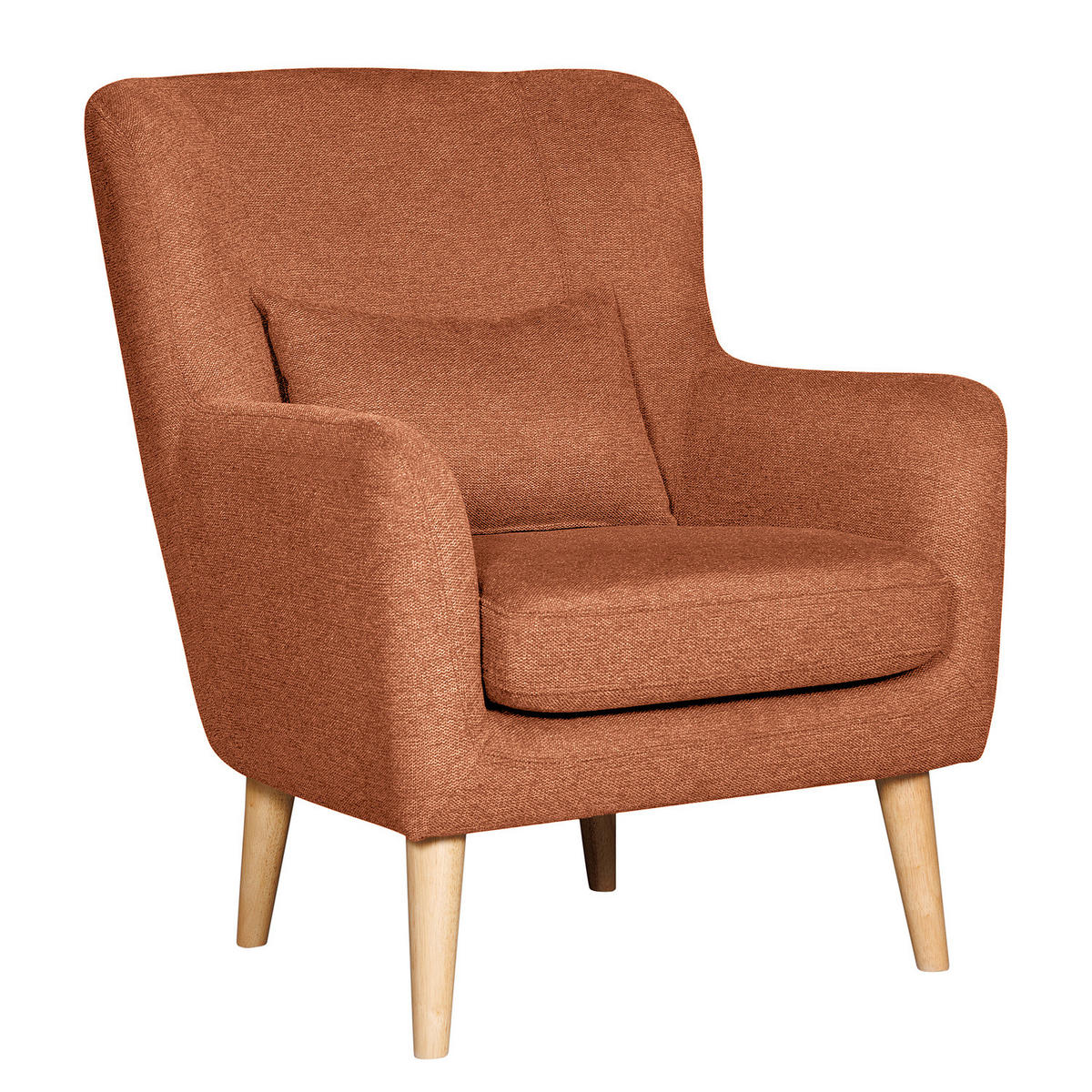 SESSEL mit Hocker - Terracotta, Birkenholz/Textil (75/96/78cm) - home24