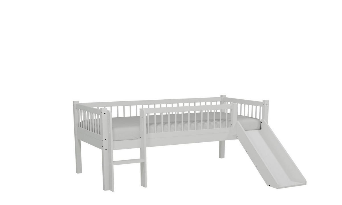 SPIELBETT 90x200 Keeley Buche Weiß mit Rutsche Leiter - Weiß, Holz (90/200cm) - 58aufmkessel