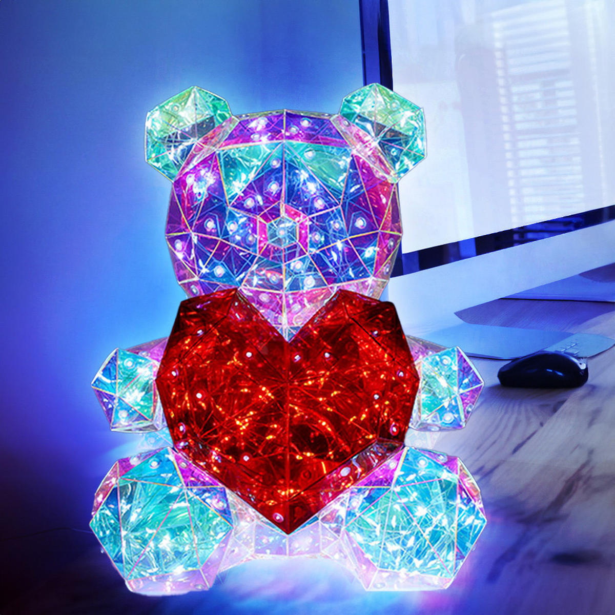 LED TISCHLEUCHTE Kristalloptik Rot - Rot, Kunststoff (23/19/30cm) - Globo Lighting