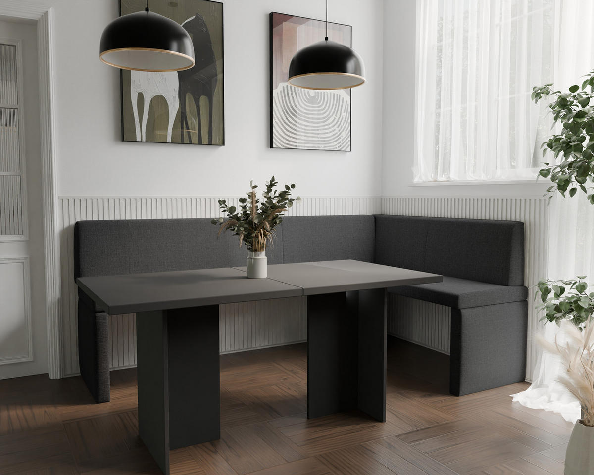 ECKBANK rechts OWEN Webstoff, 128/168 cm Anthrazit - Anthrazit, Holz/Textil (128/168cm) - Idohome