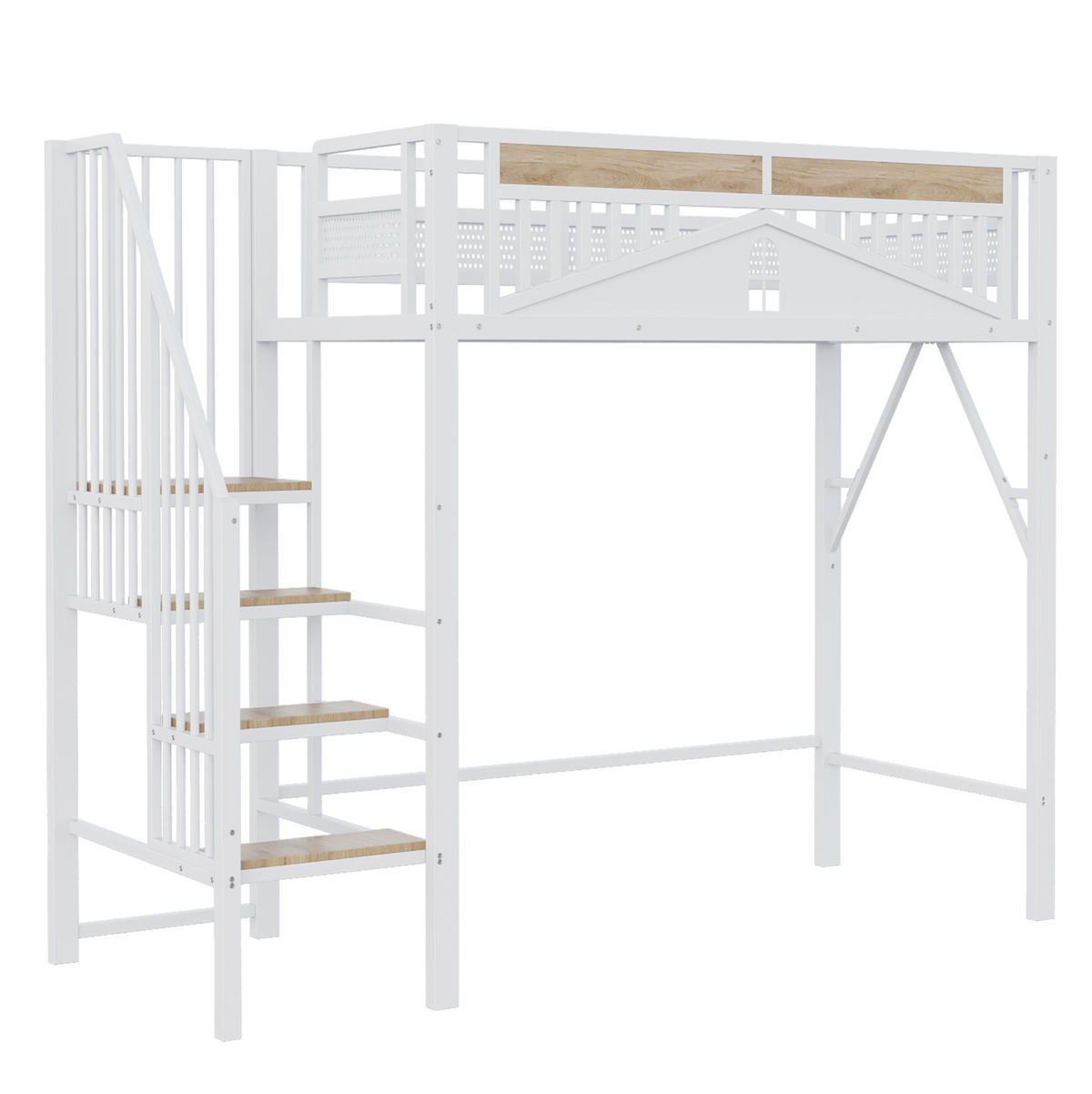 HOCHBETT 90/200 cm aus Metall mit Sicherheitsleiter Weiß - Weiß, Metall (90/200cm) - OKMYHOME