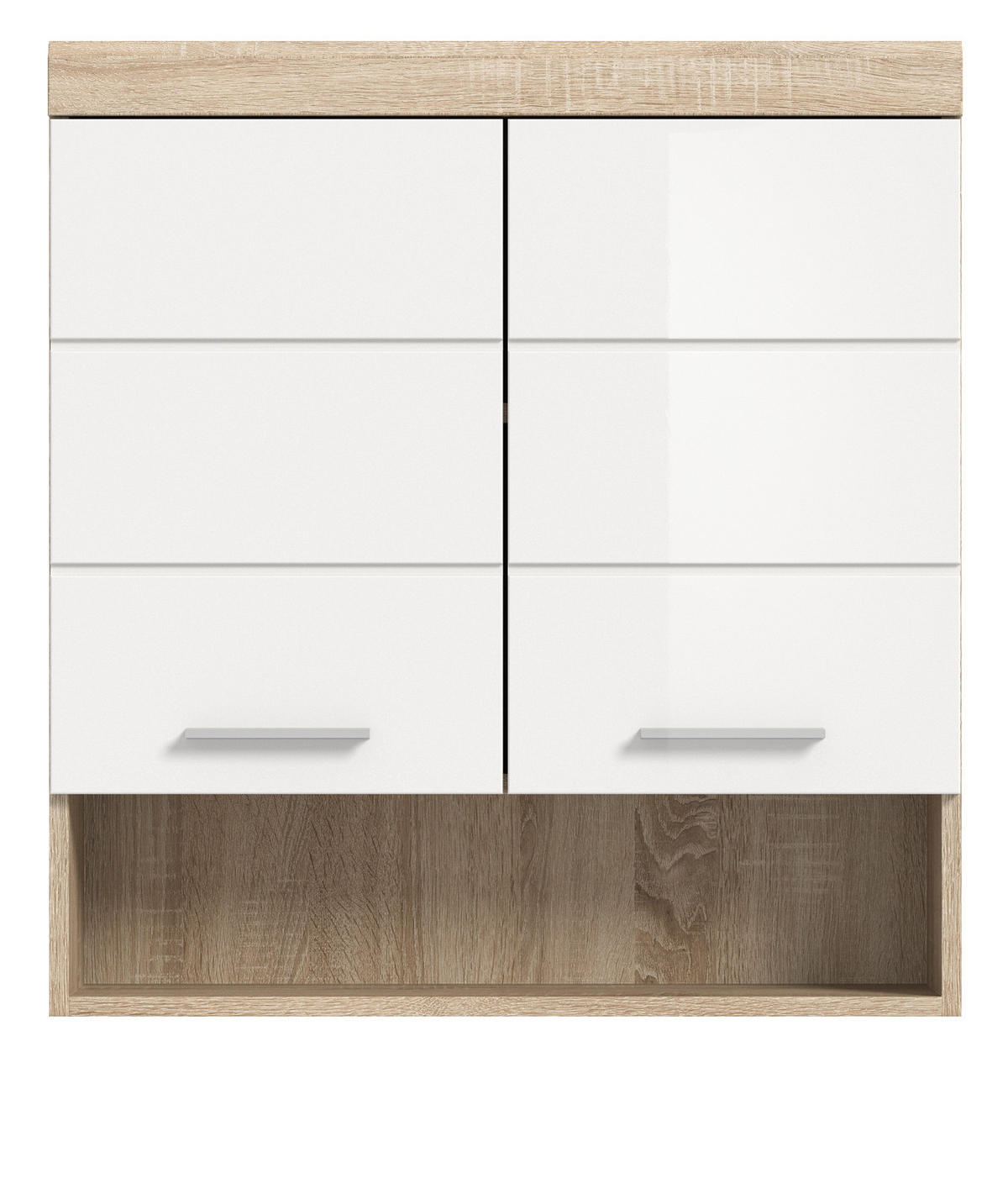 HÄNGESCHRANK weiß Hochglanz, Eiche 74 cm, Badschrank hängend - Weiß Hochglanz/Eichefarben, Holzwerkstoff/Kunststoff (74/79/24cm) - Inn.Furn