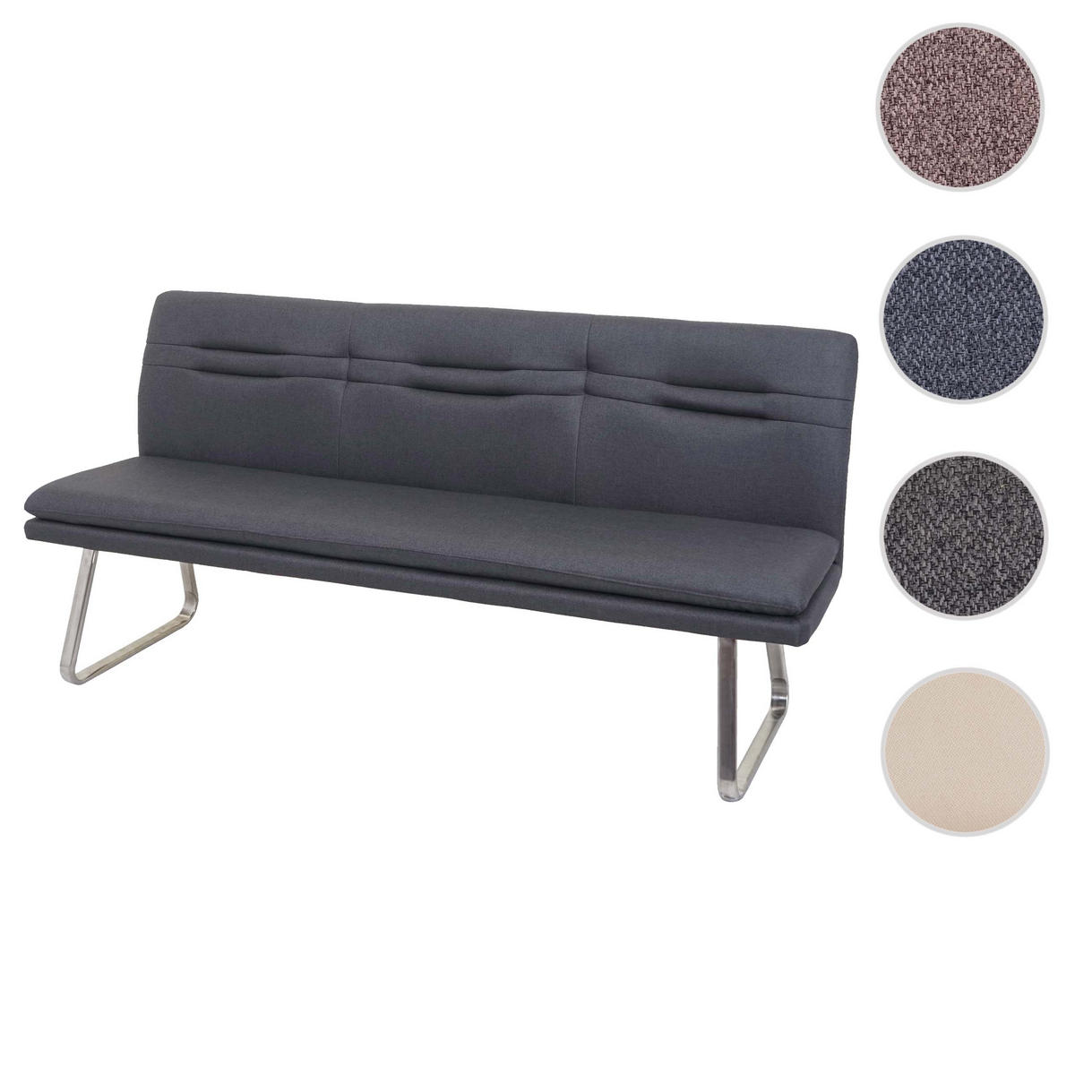 SITZBANK Grau, Silber - Silberfarben/Grau, Textil (180/90/59cm) - Jamb