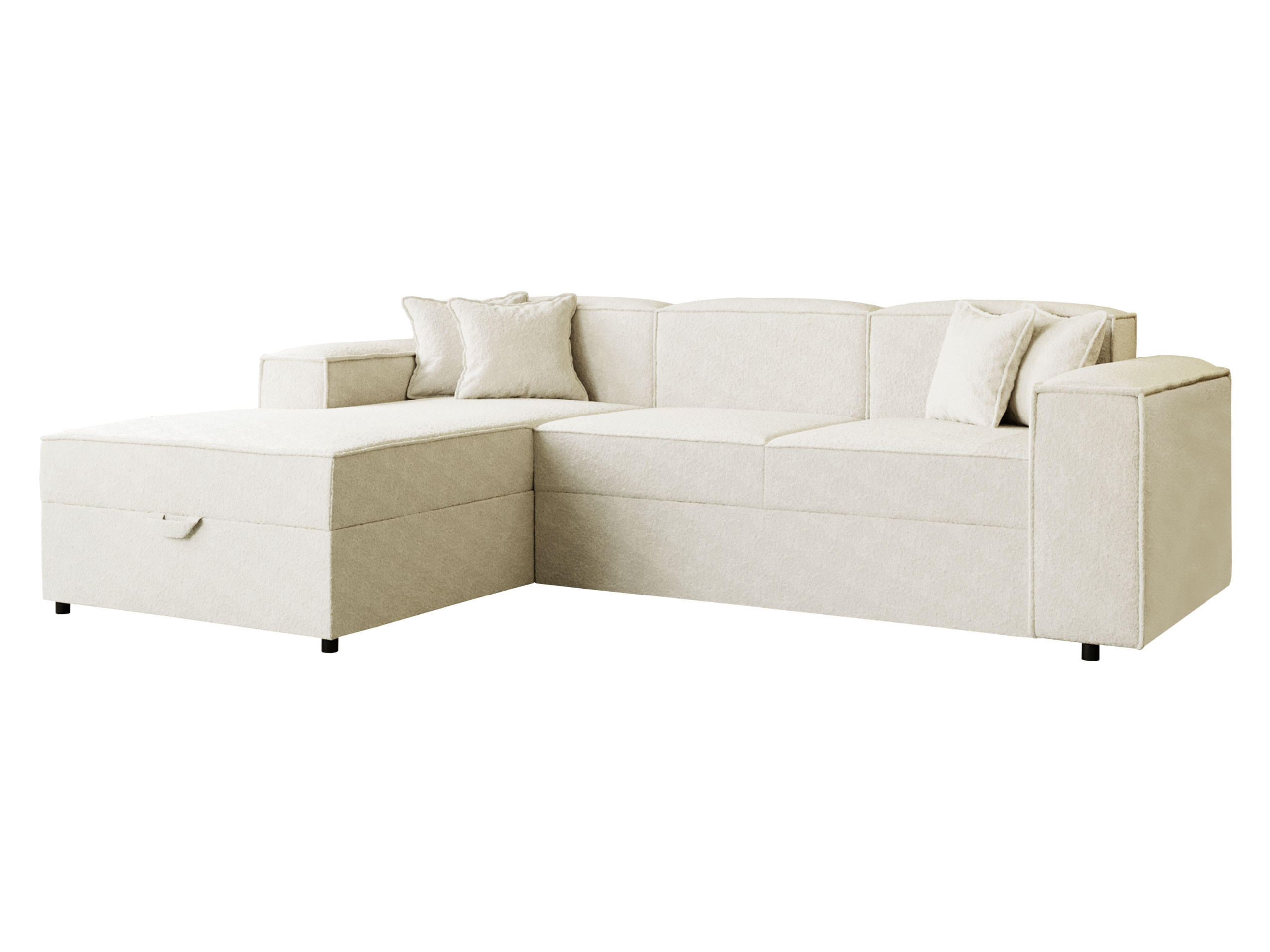 ECKSOFA Santos L, Seite: Links - Creme/Schwarz, Holzwerkstoff/Kunststoff (253/166cm) - MIRJAN24
