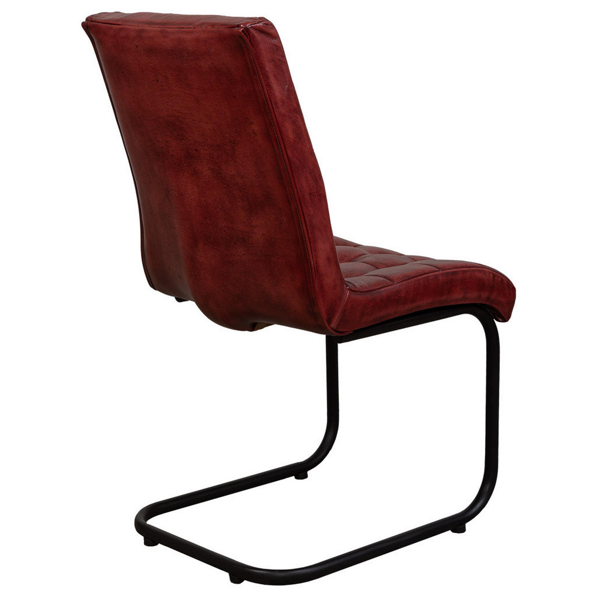 STUHL mit braunem Leder bezogen 41x50x94 cm - Rot, Metall (41/94/50cm) - Wanderlust