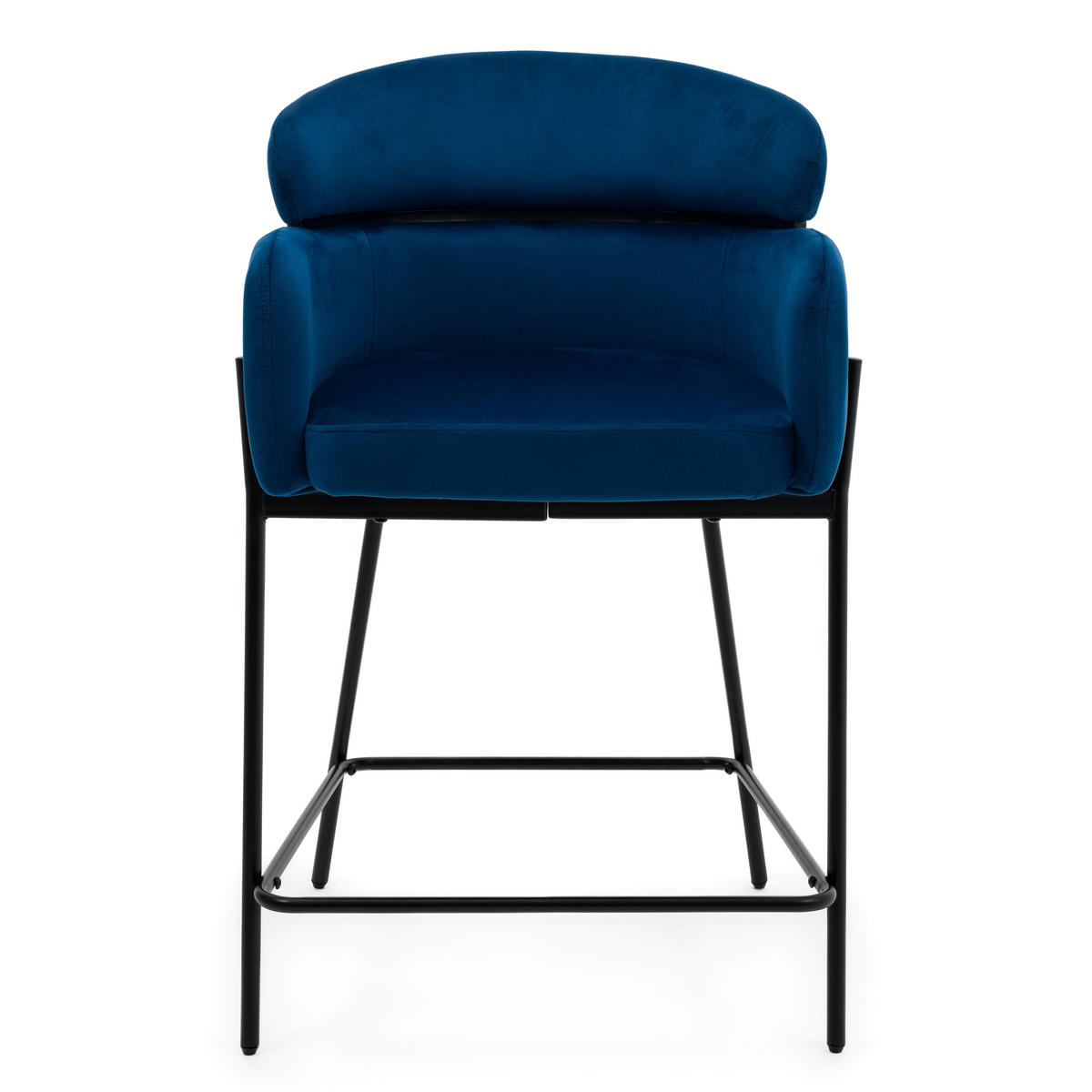 BARHOCKER BOLZANO gepolsterter mit Steppung - dunkelblau - Samt Velour - Blau/Schwarz, Textil/Metall (60/99/55cm) - NEW HOME