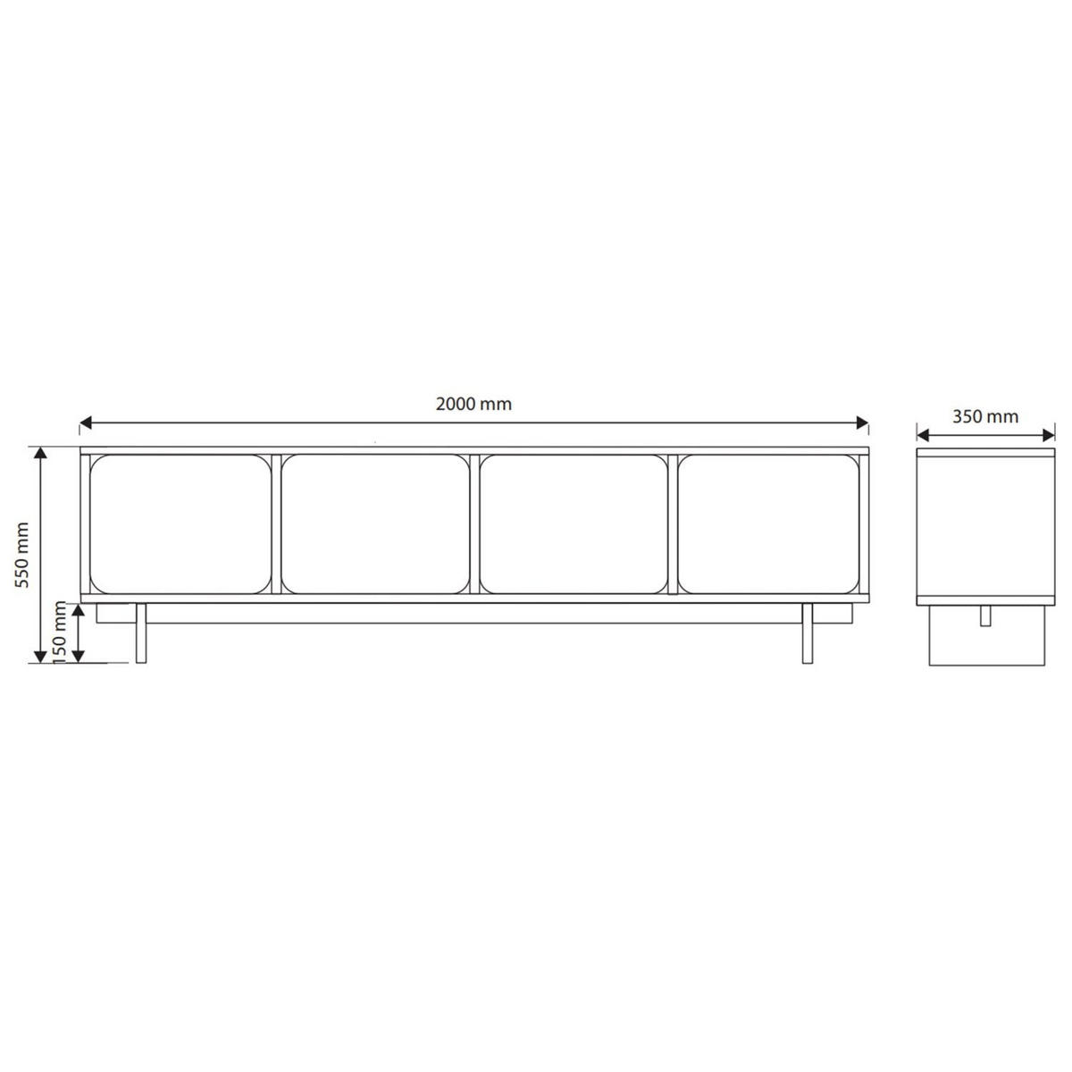 TV-LOWBOARD Wuwu Greige 200/55/35 cm - Taupe, Holzwerkstoff (200/55/35cm) - Selsey