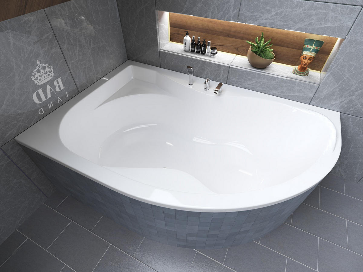 BADEWANNE Eckwanne DORA 170/110 Links Ablauf & Füße - Weiß, Kunststoff (110/59.5/170cm) - bad land