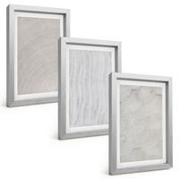 BILDER SET 3er Set - 20x30 cm Silberner Rahmen - Sandmuster geometrische Strukturen - Silberfarben, Kunststoff (20/30cm) - TULUP