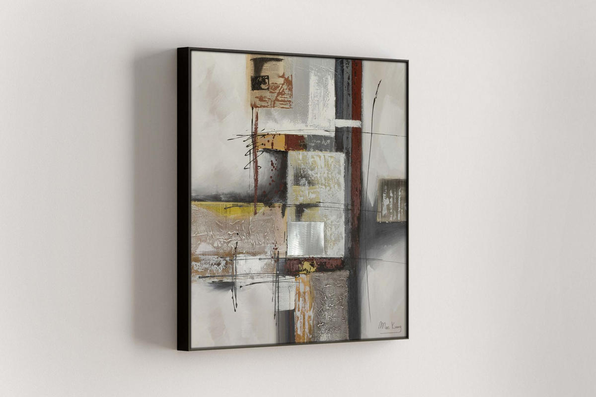 OLEJOMALBA 80/80 cm, Zvířata - šedá/béžová, dřevo/textil (80/80cm) - KUNSTLOFT