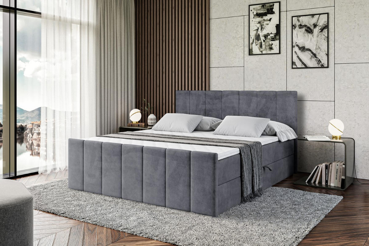BOXBETT MOETI-Z - 160x200 cm - H4 - Dunkelgrau - Dunkelgrau, Holzwerkstoff (160/200cm) - ALTDECOR