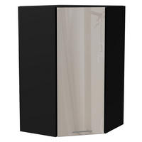 ECKHÄNGESCHRANK Brerra RAL 9001 creme Hochglanz / Schwarz Matt 60 / 60 / 96cm - Creme/Schwarz, Holz/Holzwerkstoff (60/96/60cm) - Feldmann-Wohnen