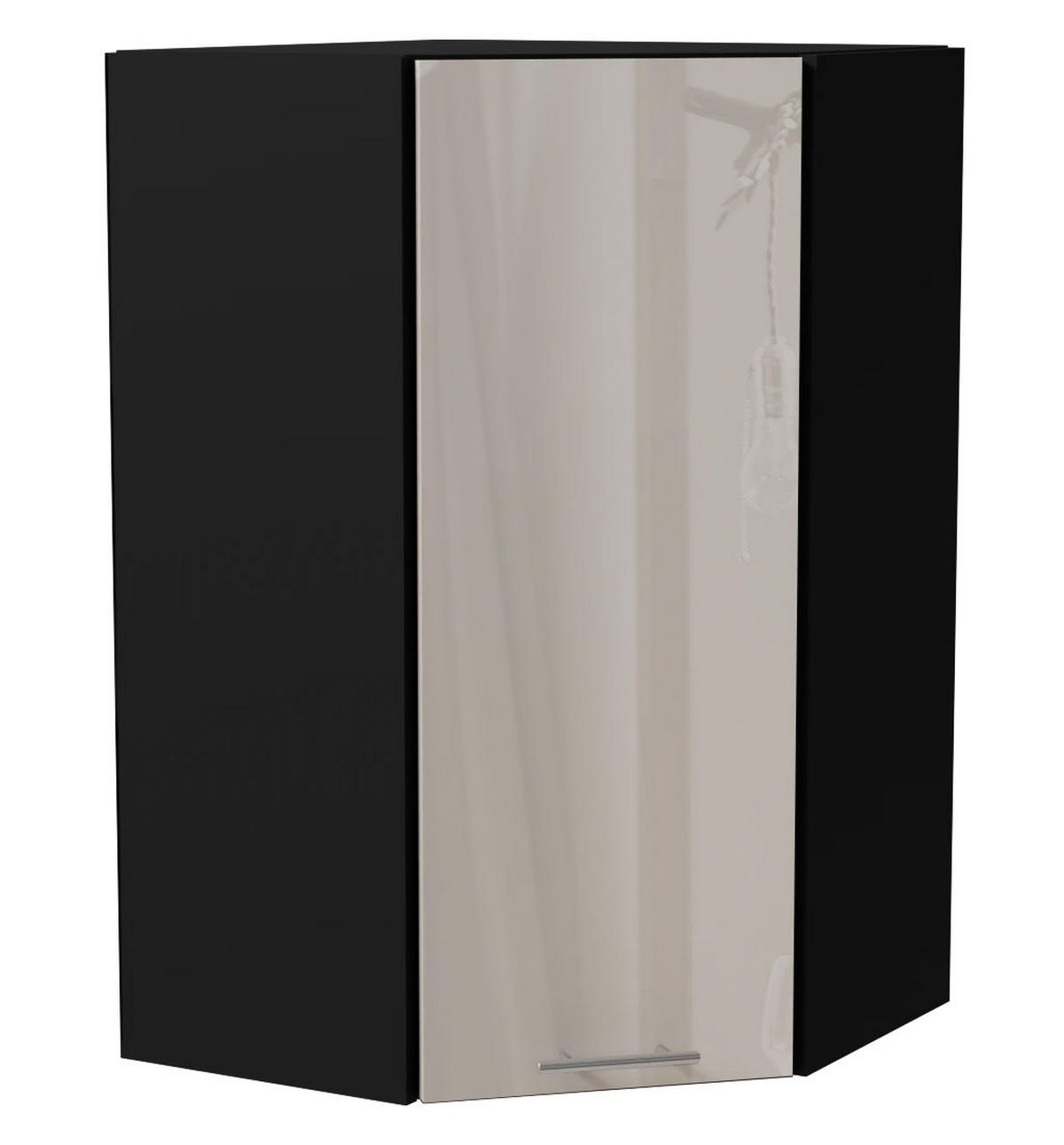 ECKHÄNGESCHRANK Brerra RAL 9001 creme Hochglanz / Schwarz Matt 60 / 60 / 96cm - Creme/Schwarz, Holz/Holzwerkstoff (60/96/60cm) - Feldmann-Wohnen