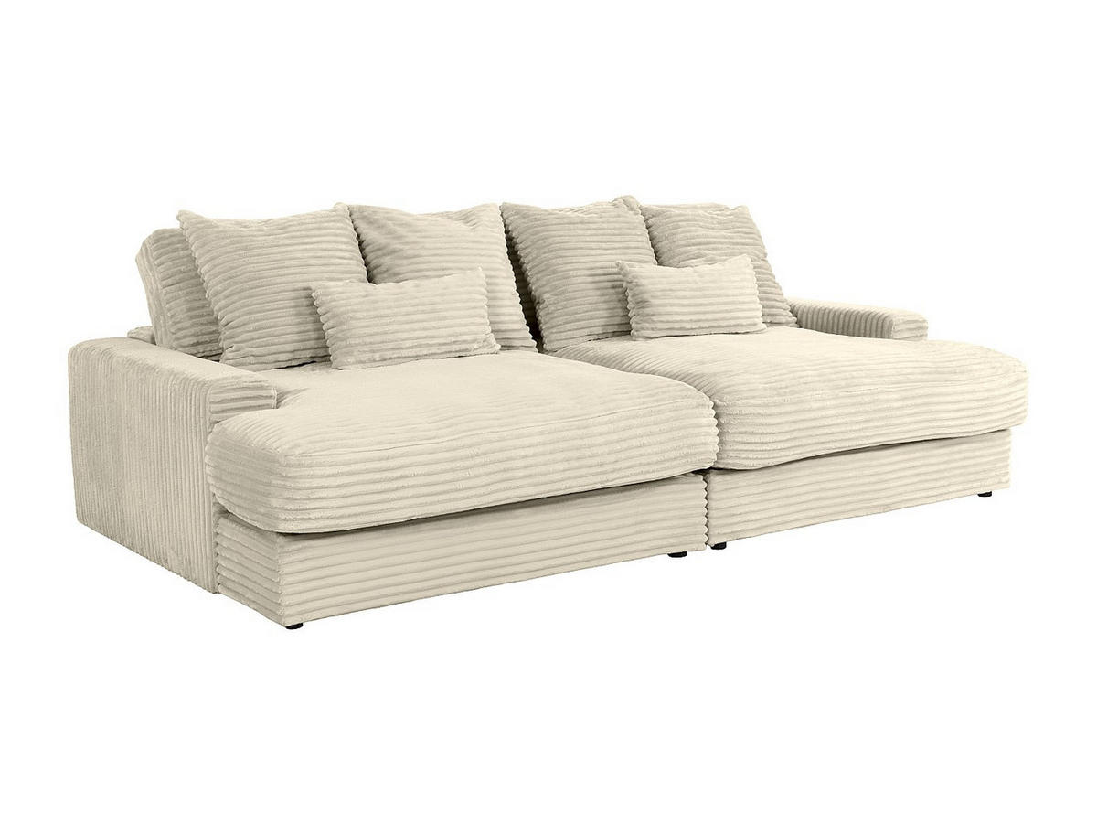 SOFA - 4 Personen - samt - beige Calazo - Beige, Kunststoff/Textil (266/88/153cm) - Vente-Unique